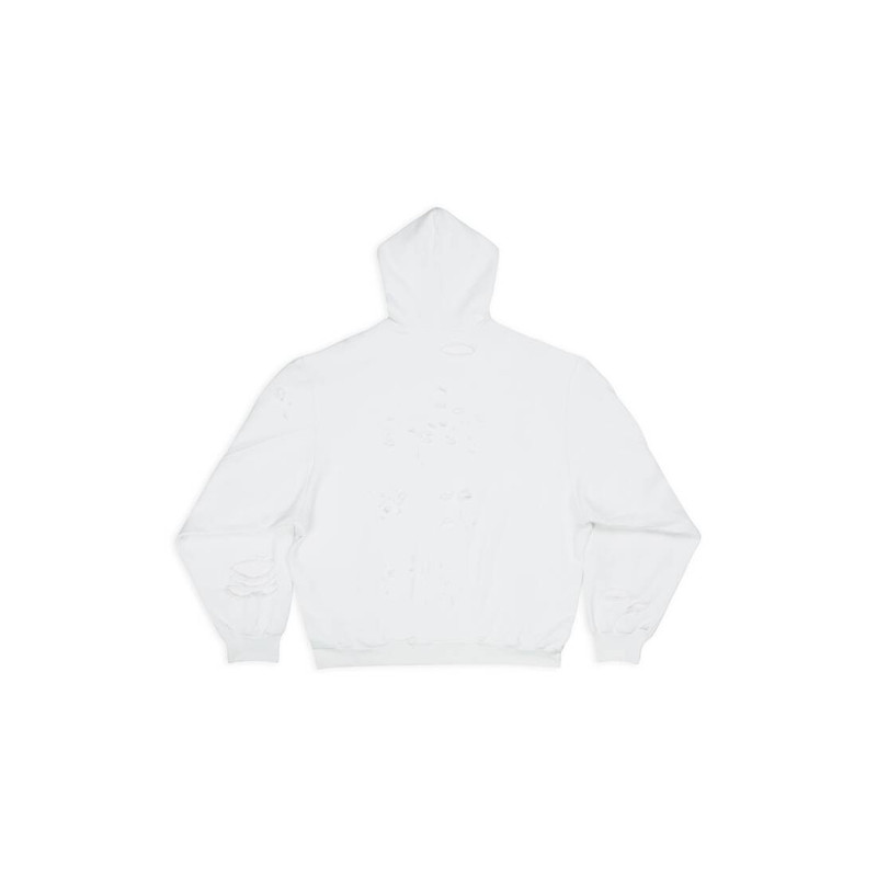 BALENCIAGA Destroyed Hoodie in White outlook