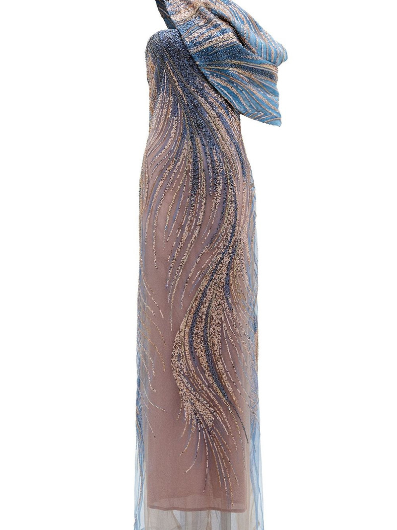 SILVIA TCHERASSI Rayo De Luna sequin draped gown outlook