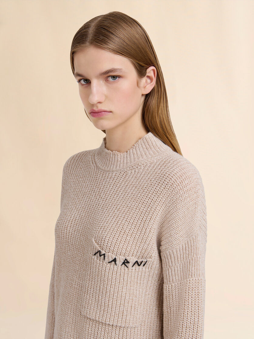 OAT MOULINÉ WOOL SWEATER WITH MARNI MENDING - 4