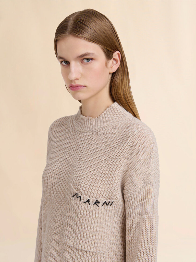 OAT MOULINÉ WOOL SWEATER WITH MARNI MENDING 4