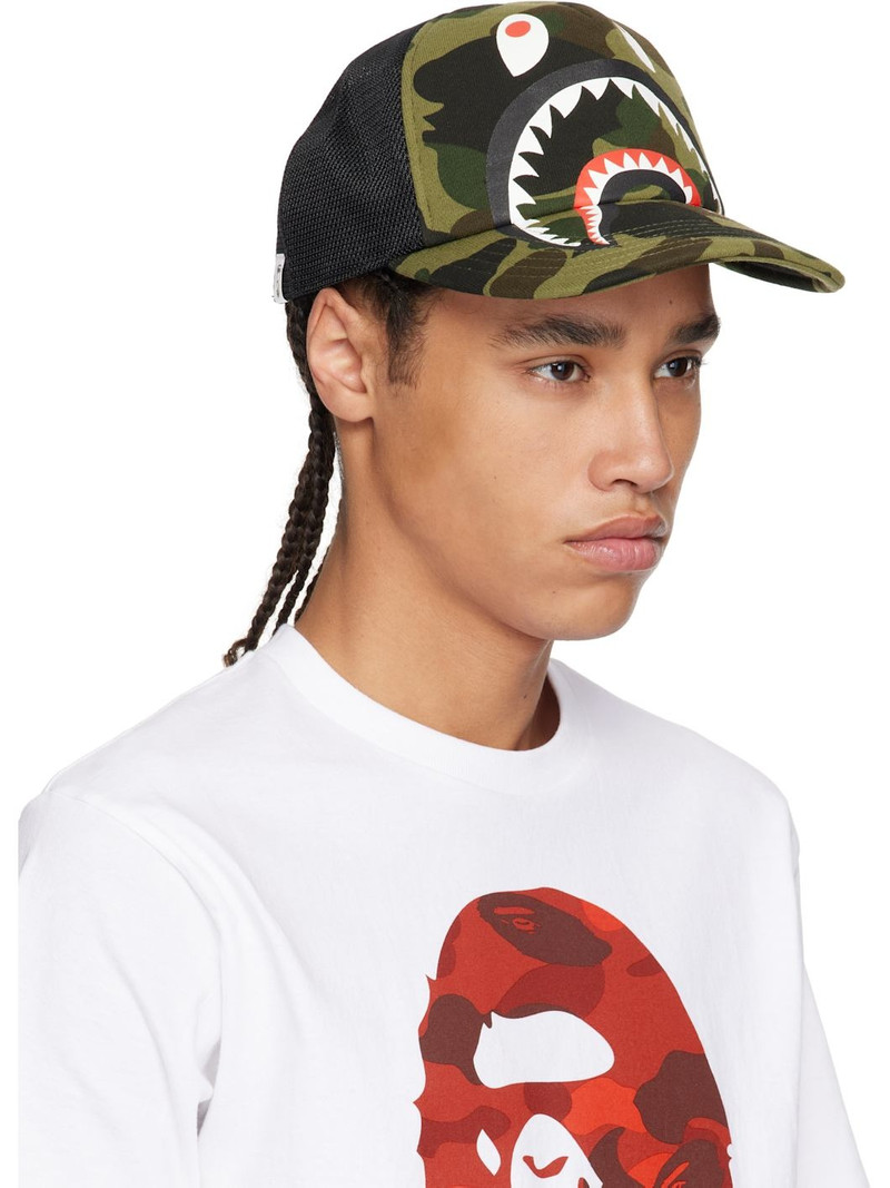 A BATHING APE® Green & Black 1st Camo Shark Mesh Cap outlook