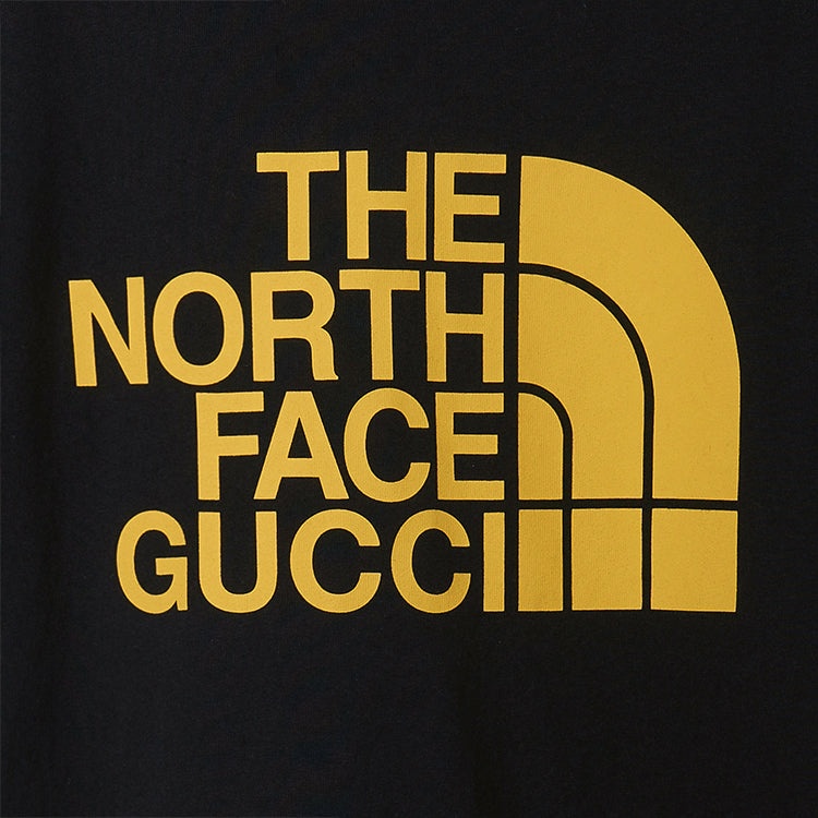 Men's Gucci x THE NORTH FACE Crossover Alphabet Logo Printing Loose Round Neck Short Sleeve Black T- - 6