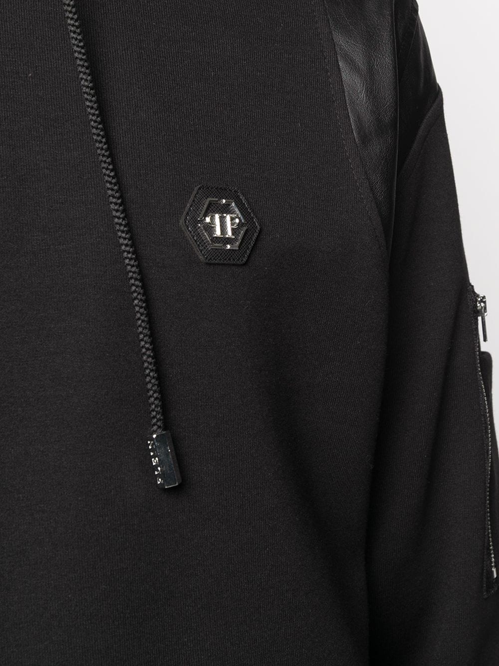 quilted panel logo hoodie - 5