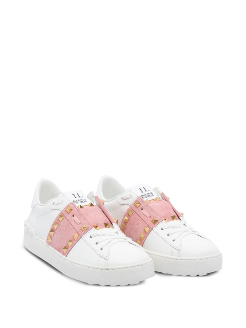 Valentino Rockstud Untitled suede-panel sneakers outlook