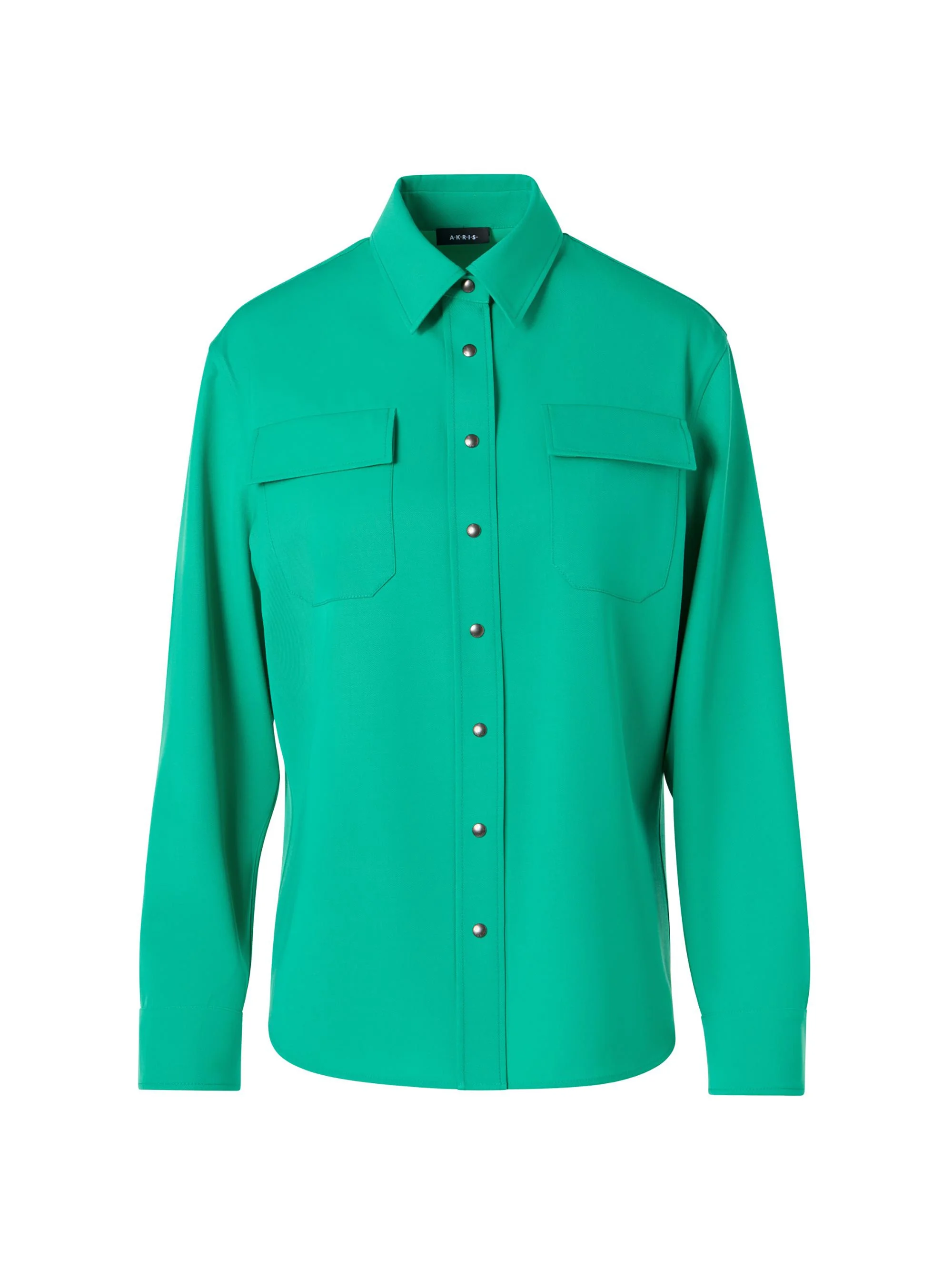 Women's Wool Gabardine Utility Shirt - Tourmaline - 1