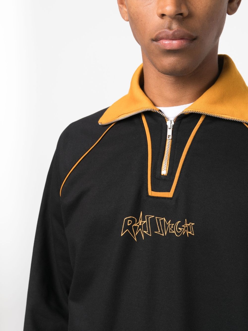 slogan-embroidered zipped cotton sweatshirt - 5