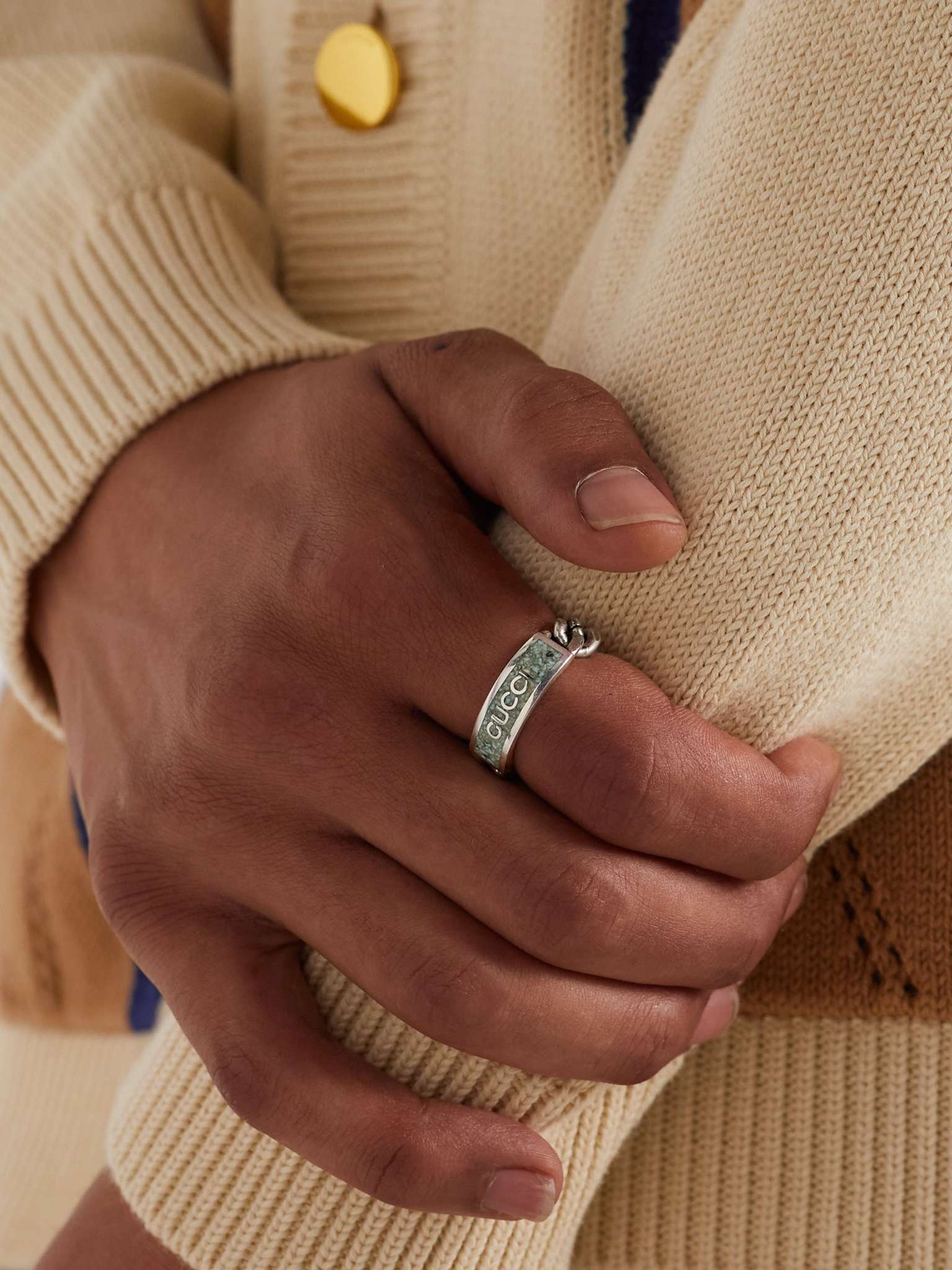 Sterling Silver and Enamel Chain Ring - 2