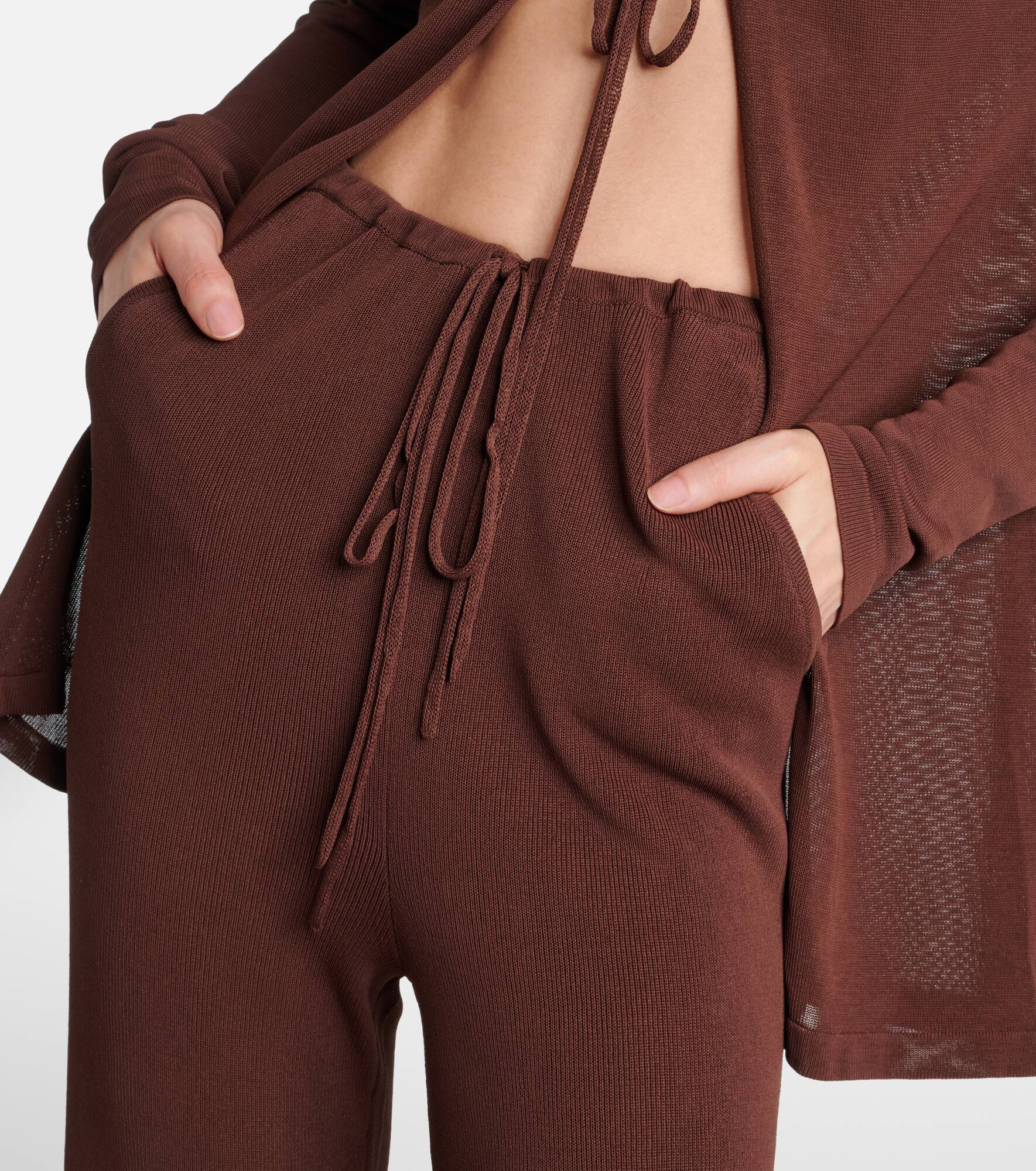 Ribbed-knit flared pants - 4