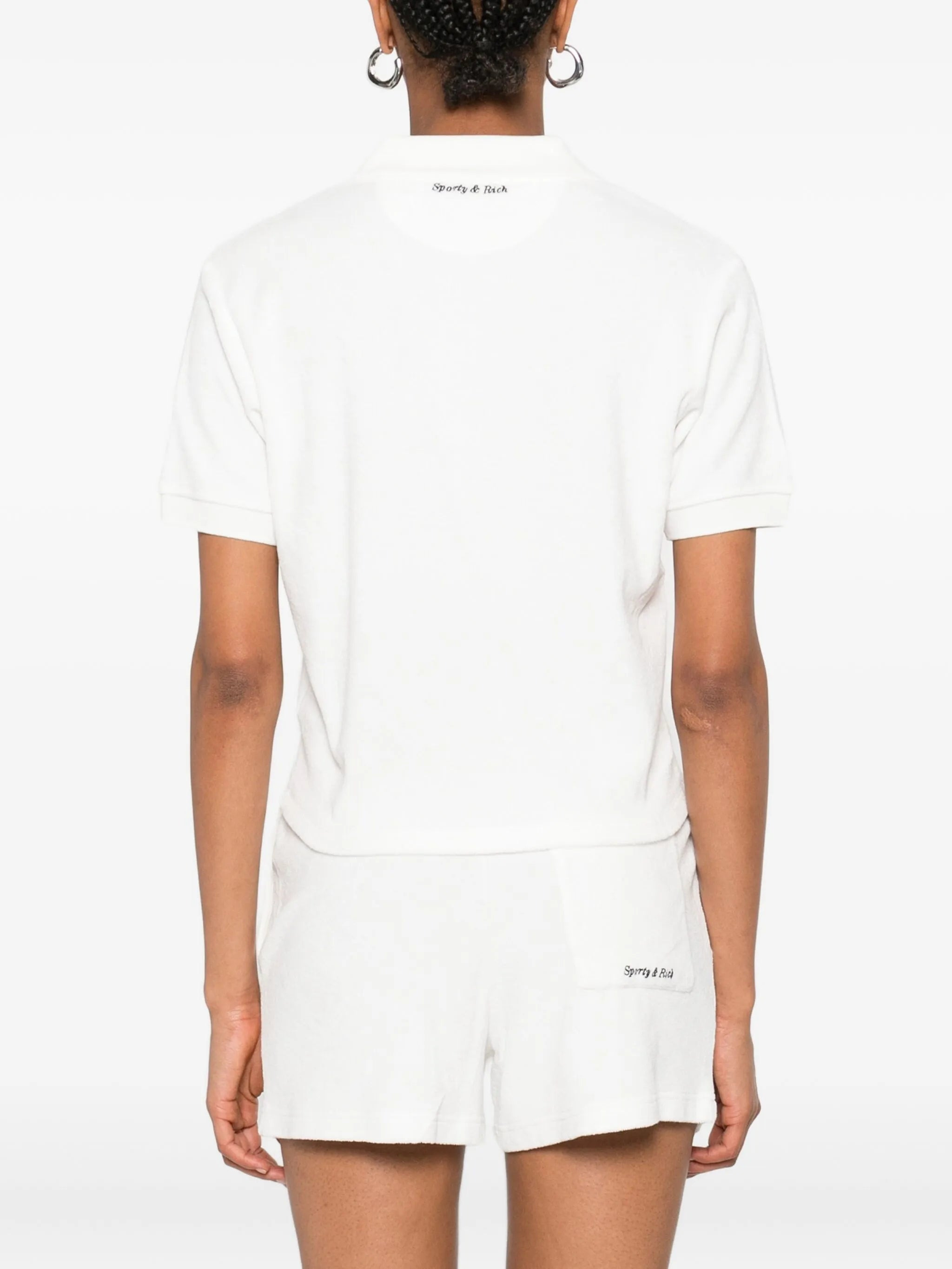 Sporty & Rich Embroidered Cotton Polo Top - 3