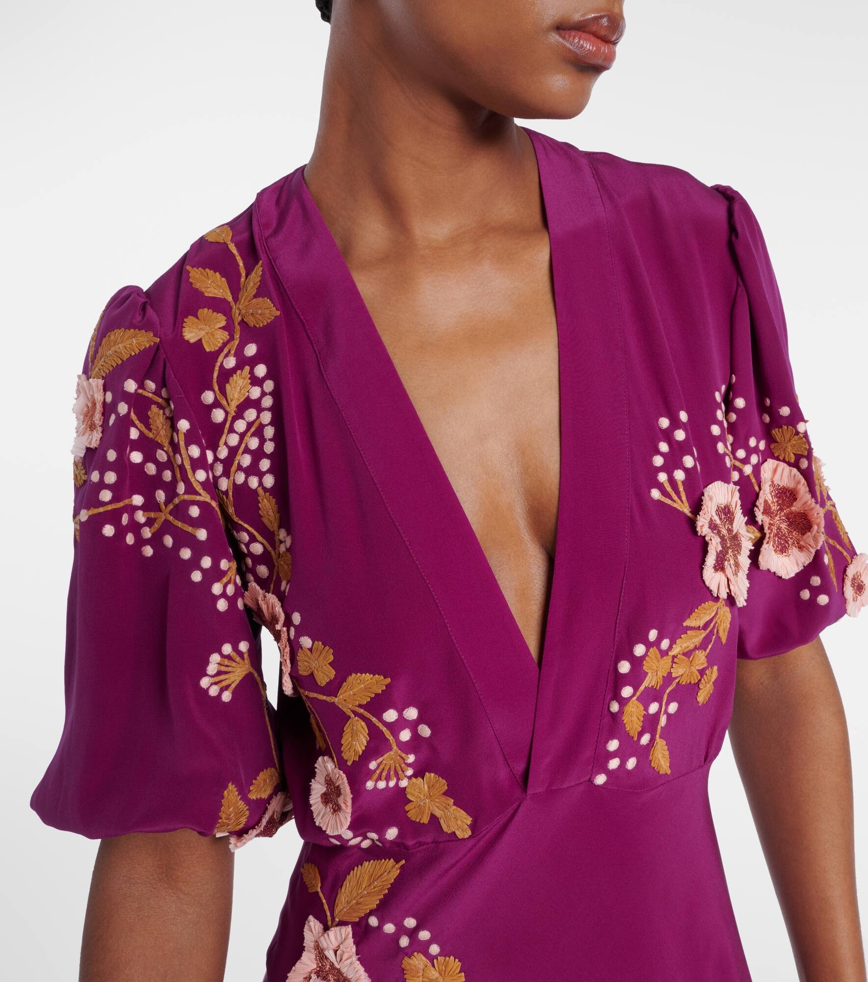 Marlene embroidered silk gown - 4