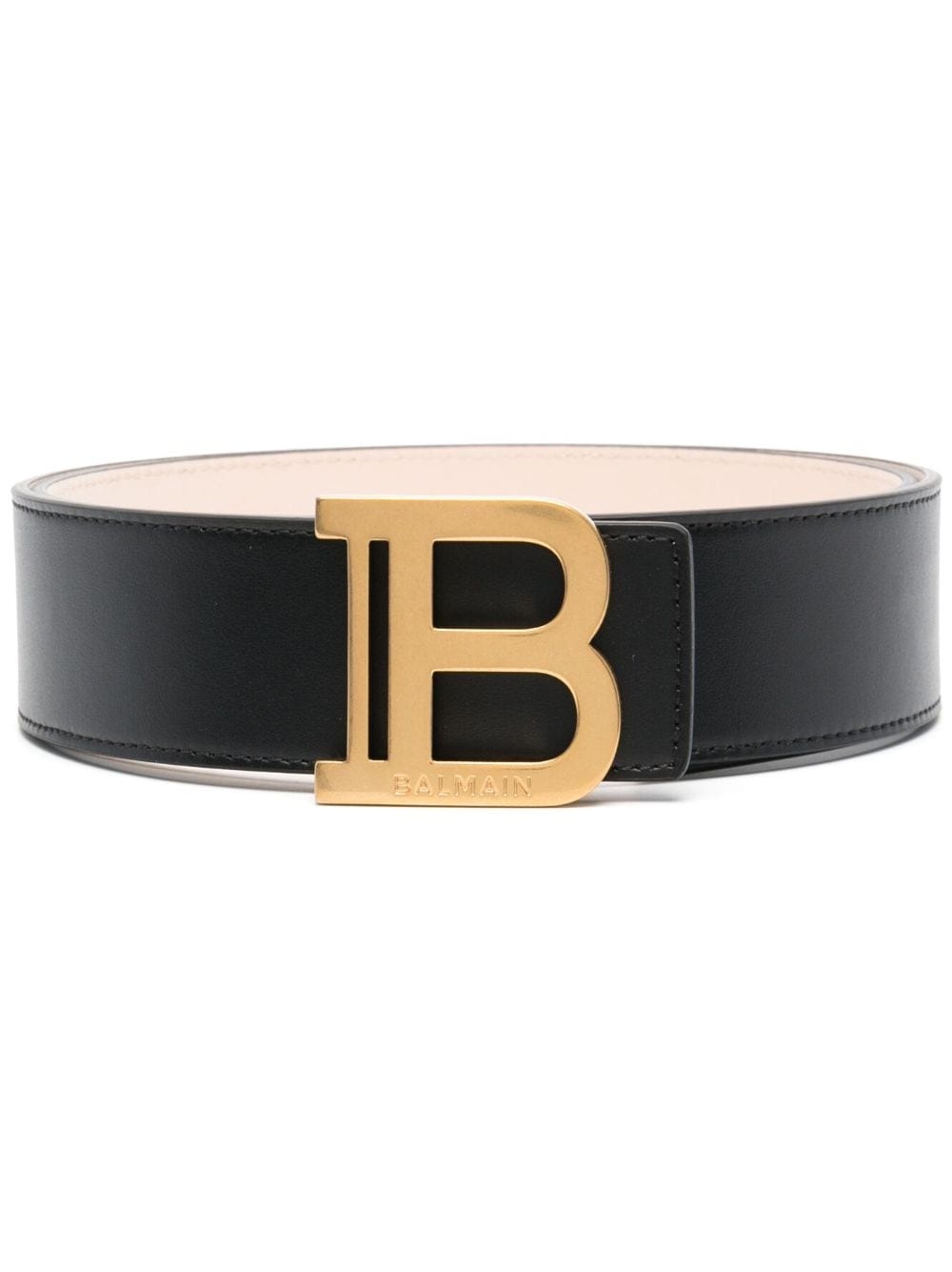 logo-plaque leather belt - 1