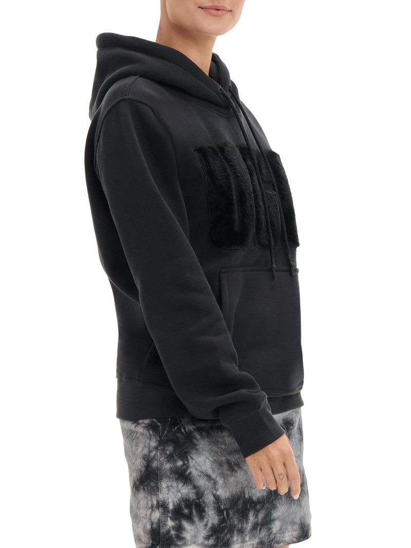 Women's Fuzzy Logo Hoodie - Black 4