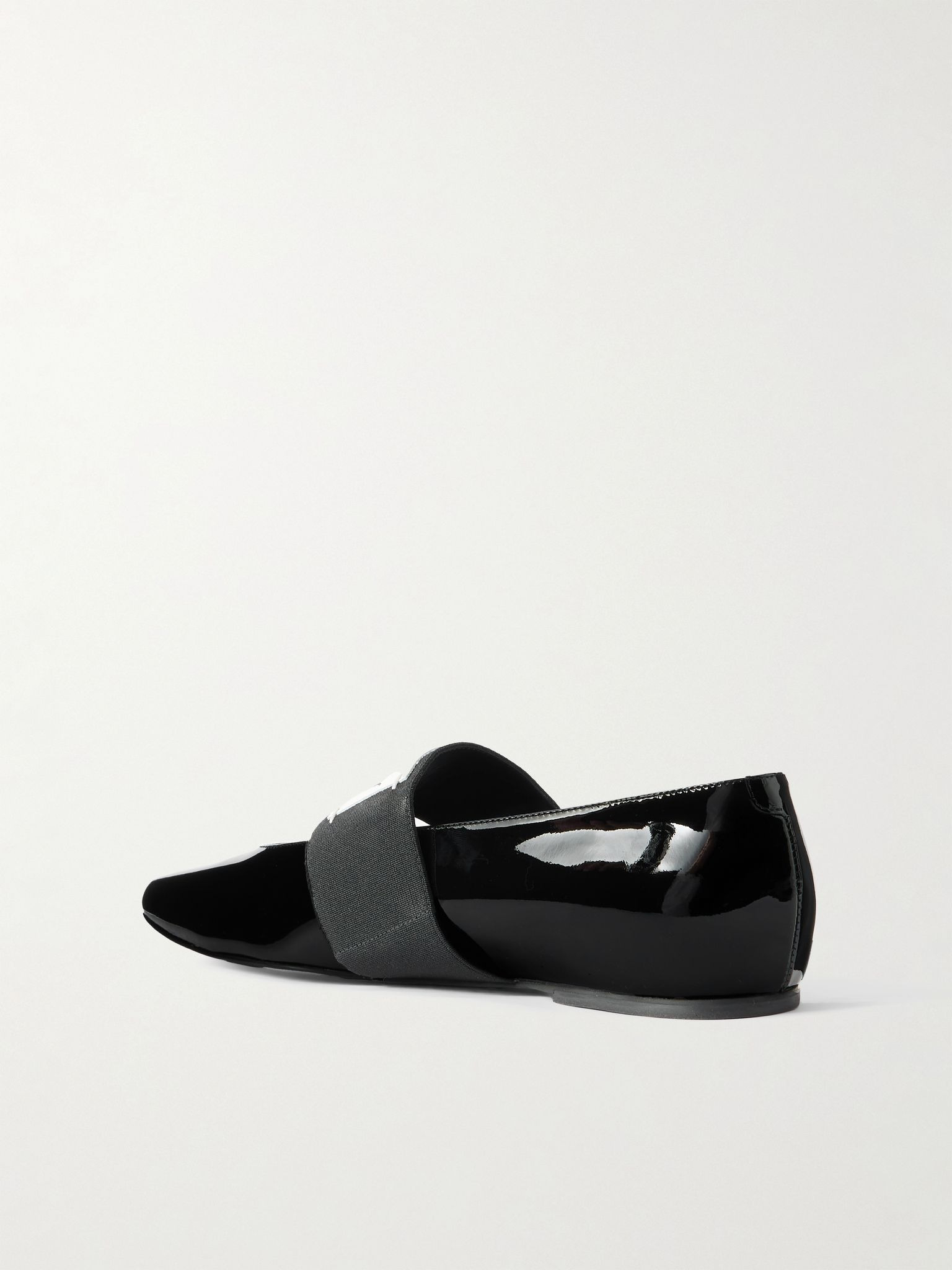 Logo-appliquéd patent-leather ballet flats Black - 3
