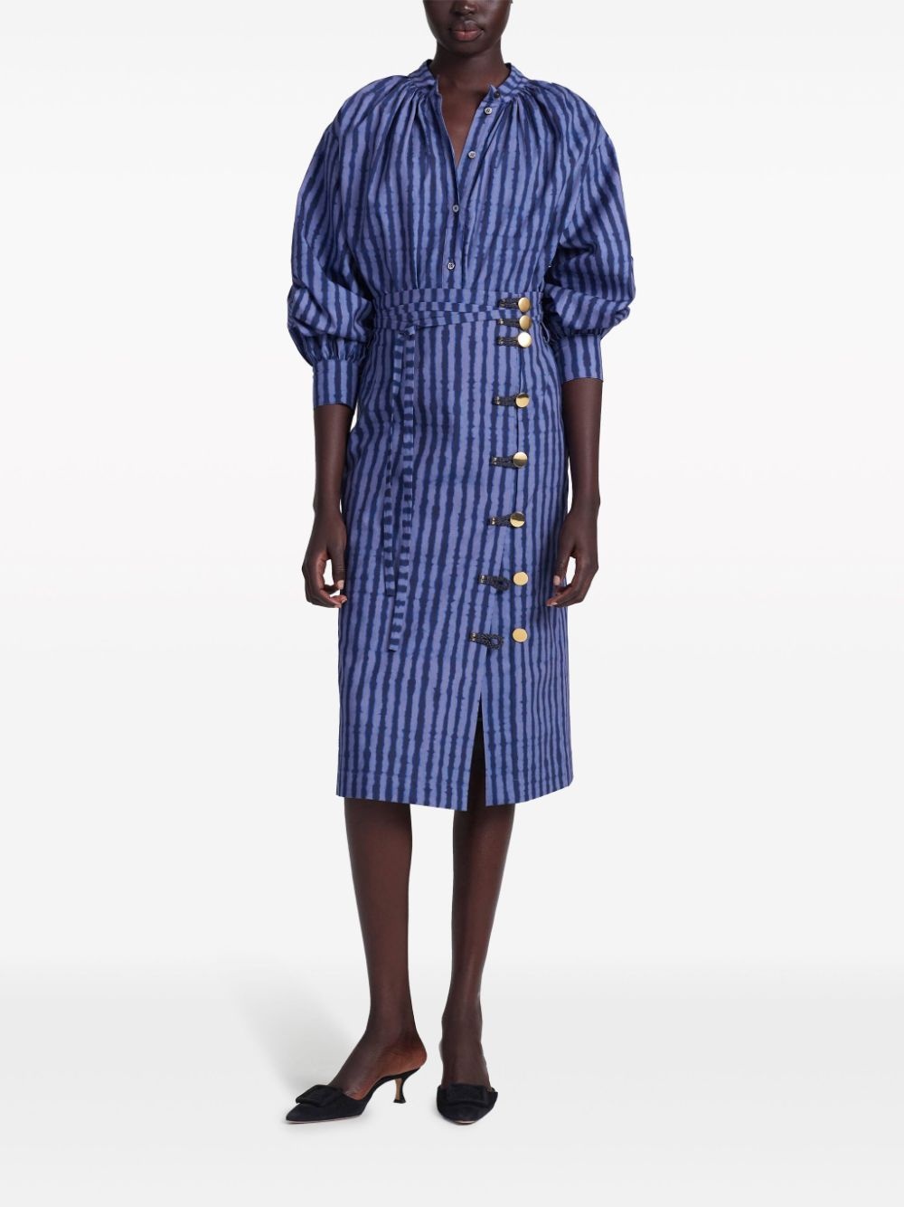 Hiroki striped midi skirt - 2