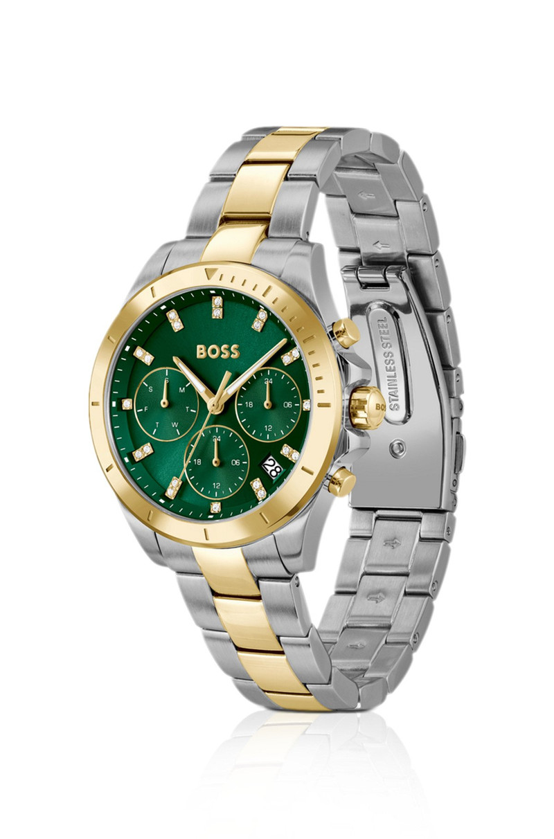 BOSS ALLEY GREEN-DIAL WATCH IN TWO-TONE STEEL outlook