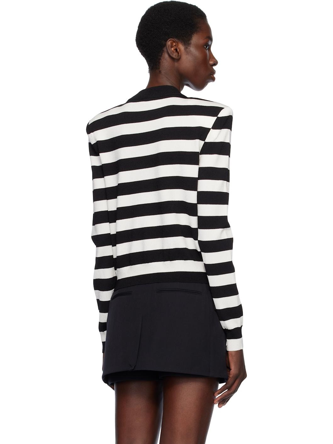 Black & White Knit Marinière Face Cardigan - 3