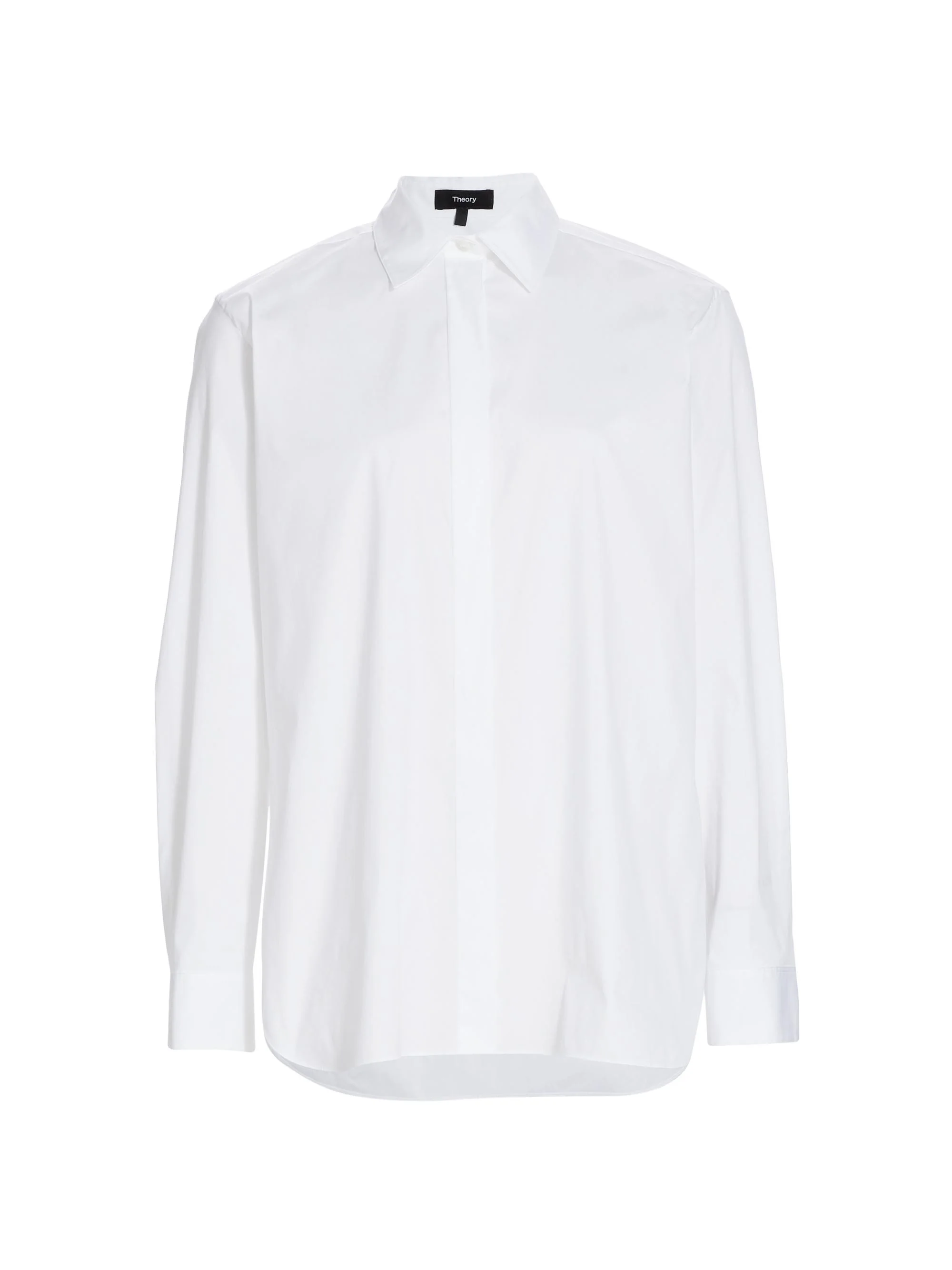 Women's Classic Cotton-Blend Button-Front Shirt - White - 1