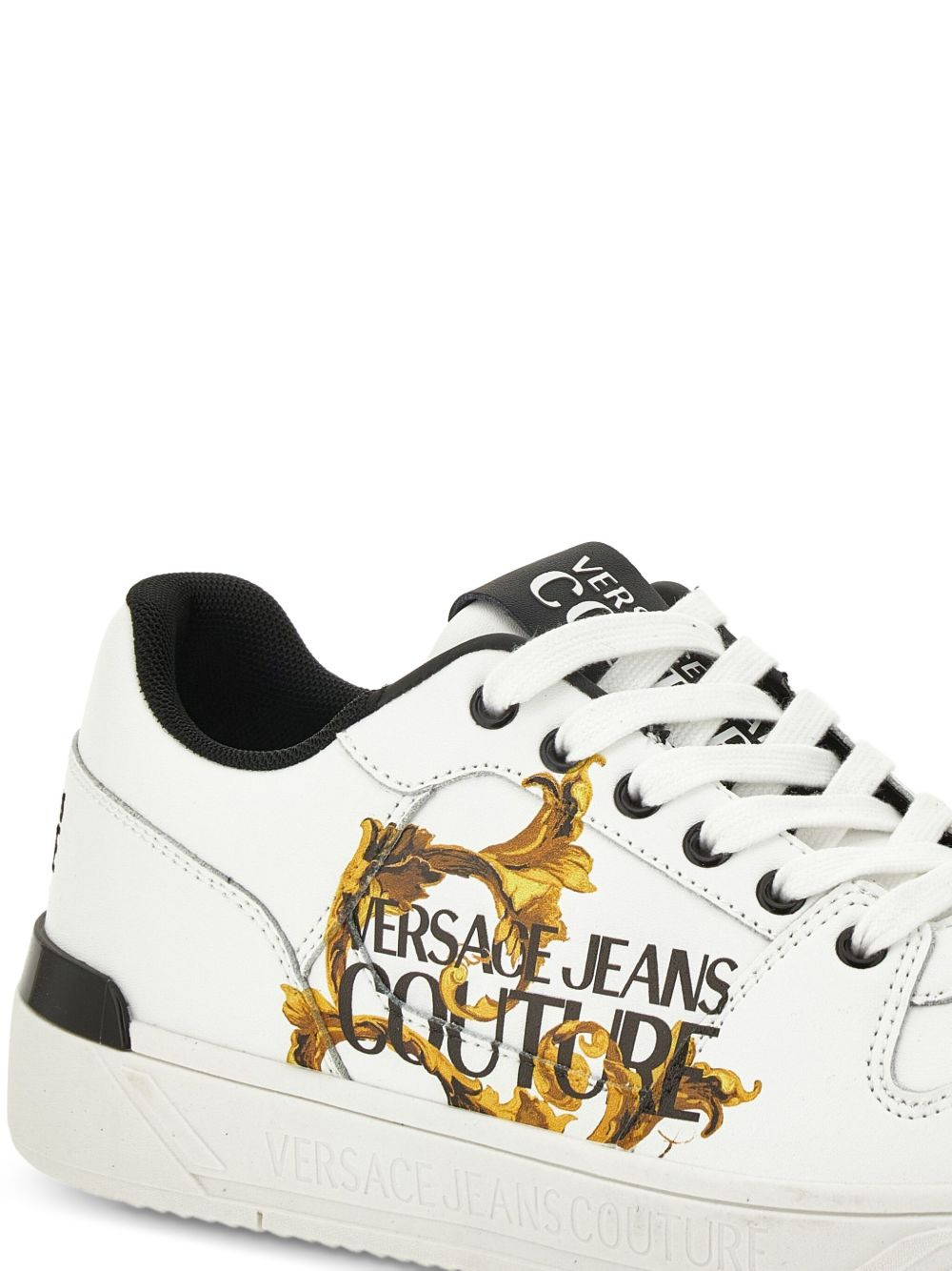 logo-print leather trainers - 4