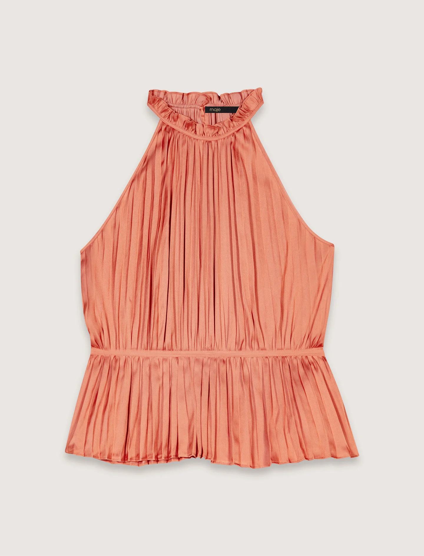 Sleeveless pleated halter top - 1