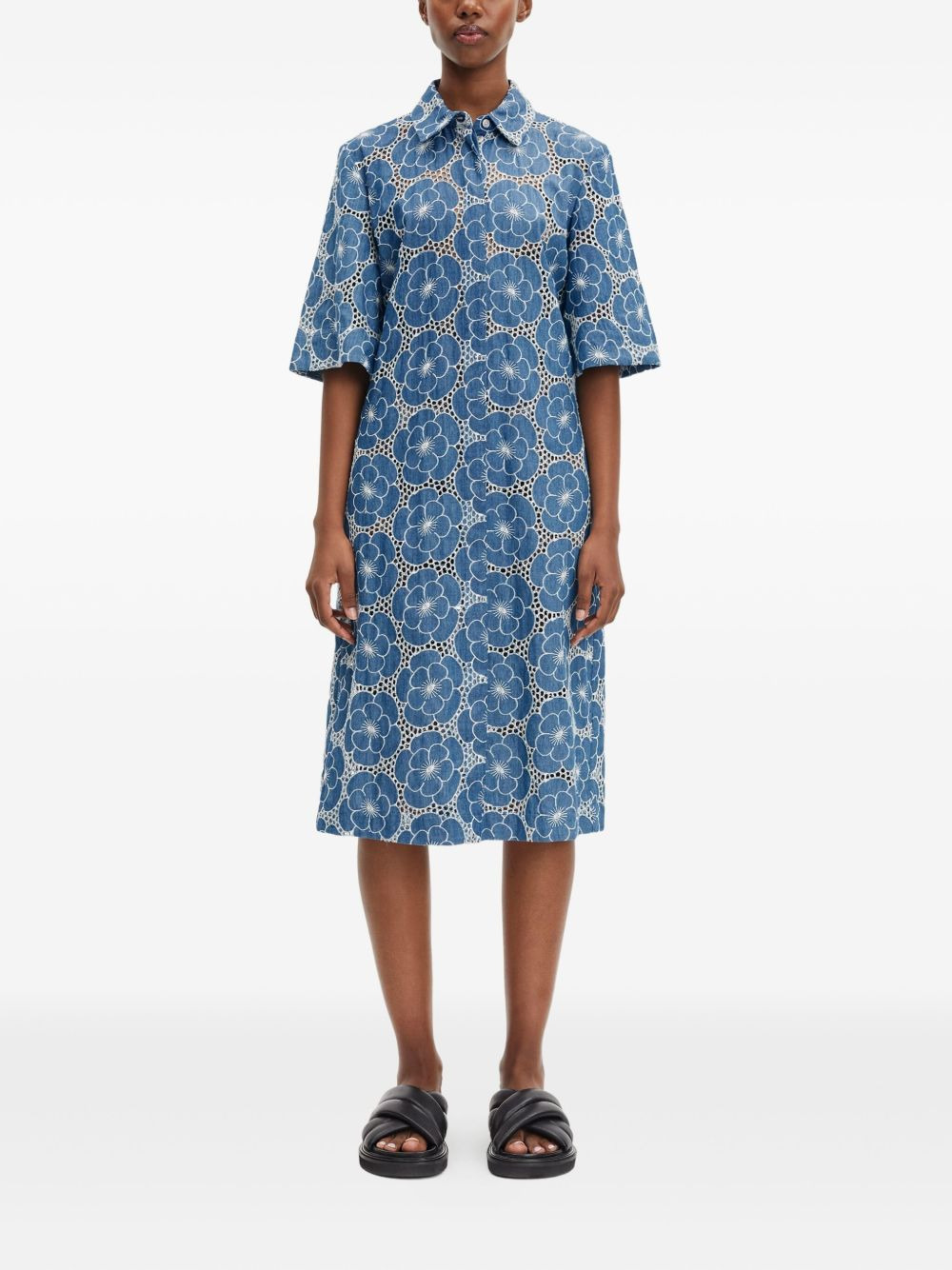 floral-print collared midi dress - 2