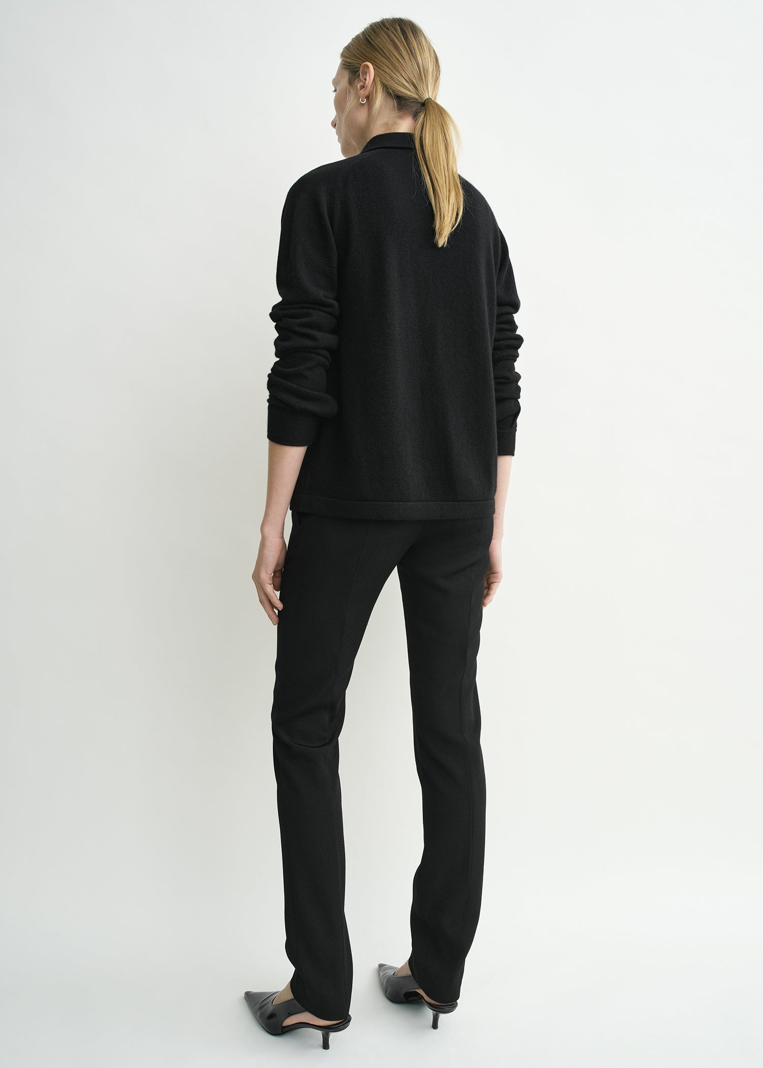 Raglan-sleeve cashmere cardigan black - 4