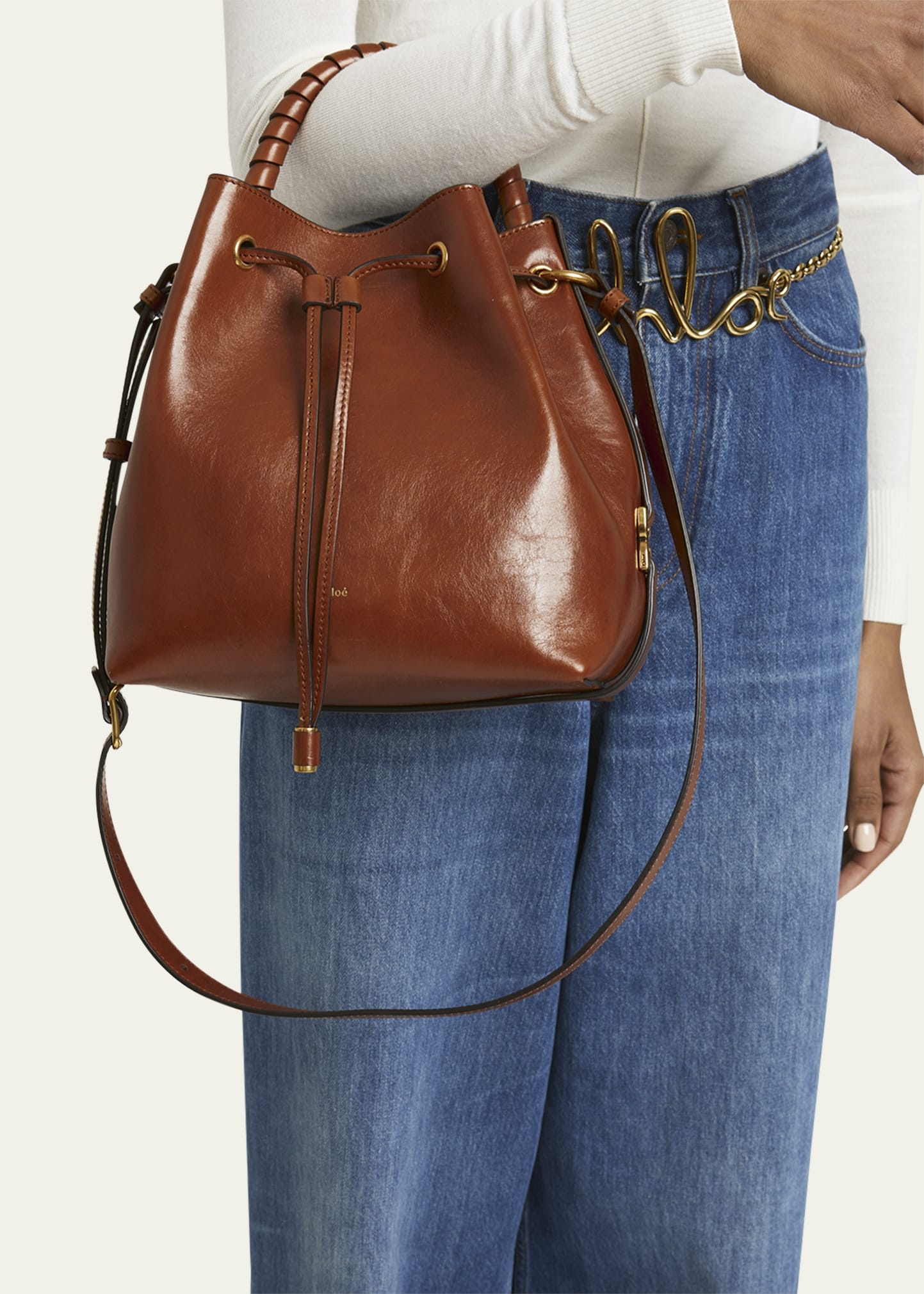 Marcie Bucket Bag in Shiny Calfskin - 2