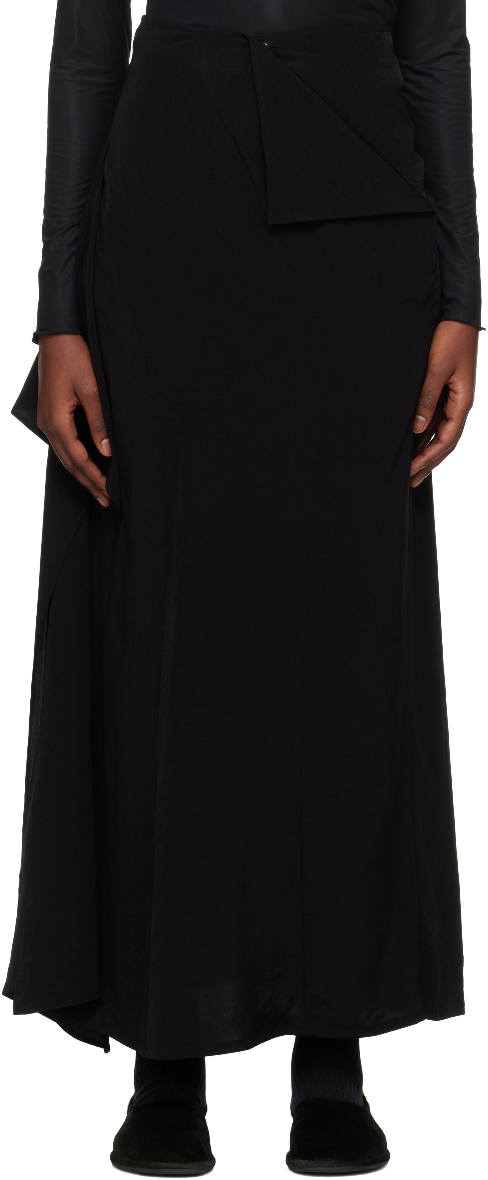 Black B Draped High-Wait Maxi Skirt - 1