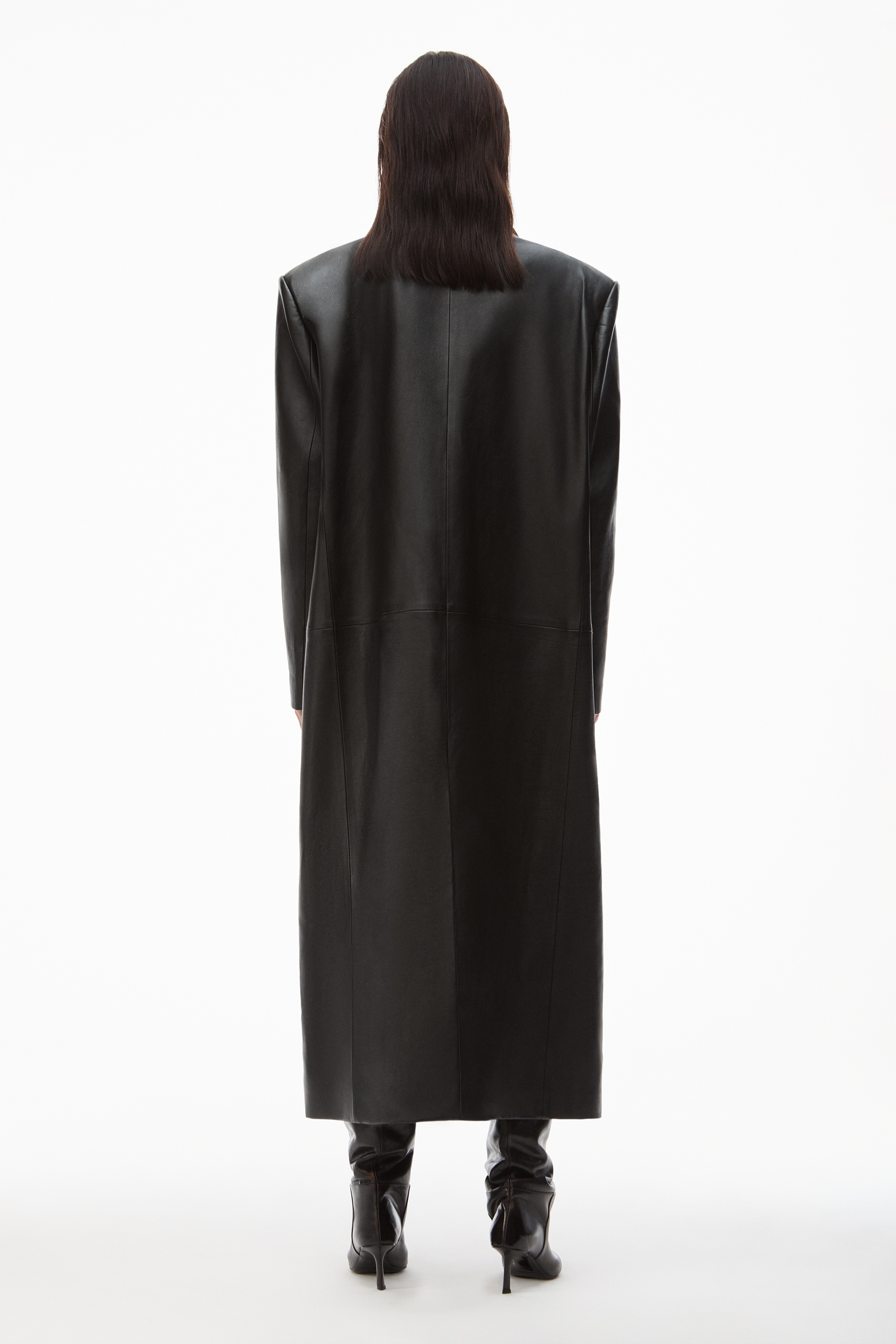 TAILORED BOXY COAT IN MOTO LEATHER - 5