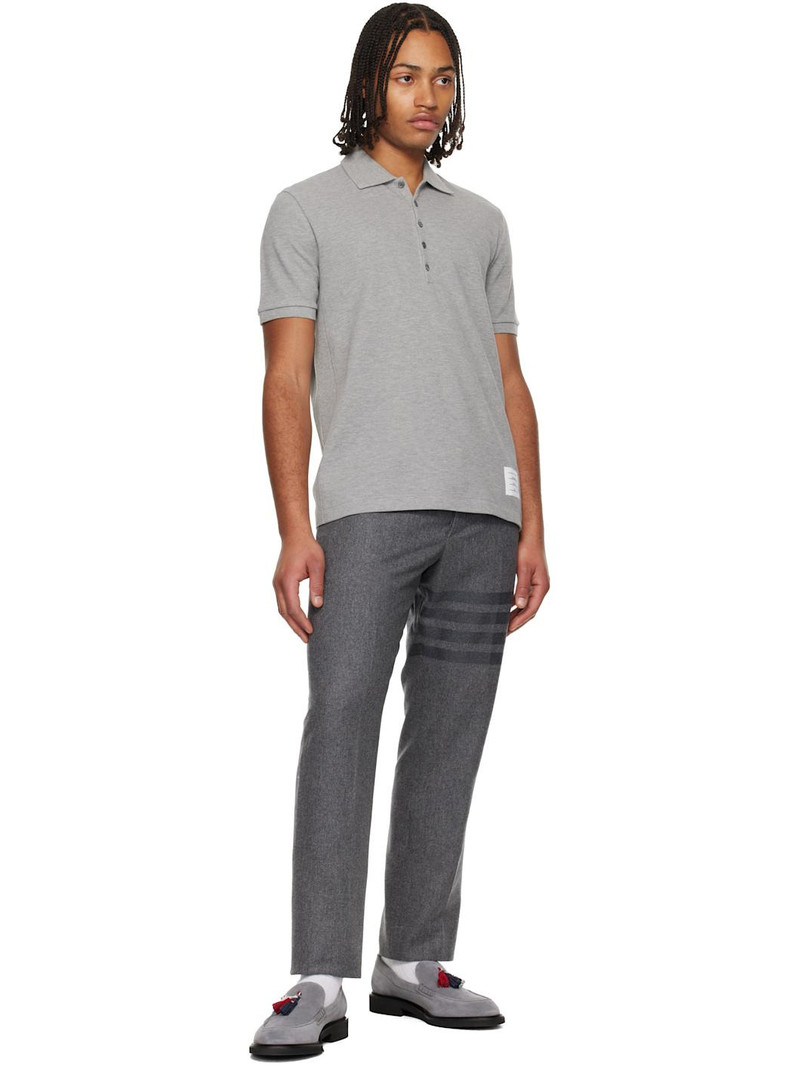Thom Browne Gray Classic Pique 4-Bar Polo outlook