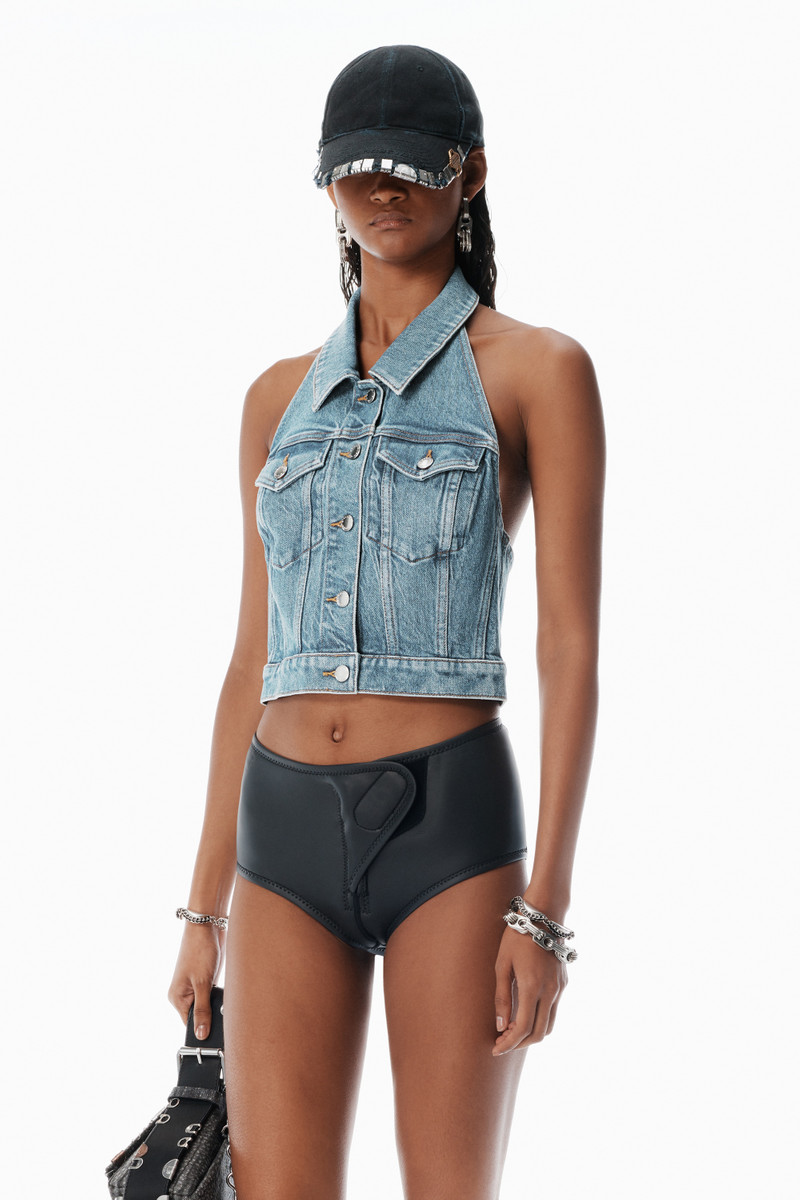 Alexander Wang Bleach Blue denim halter top outlook