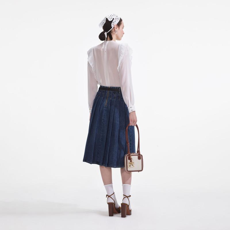 self-portrait White Chiffon Ruffle Top outlook