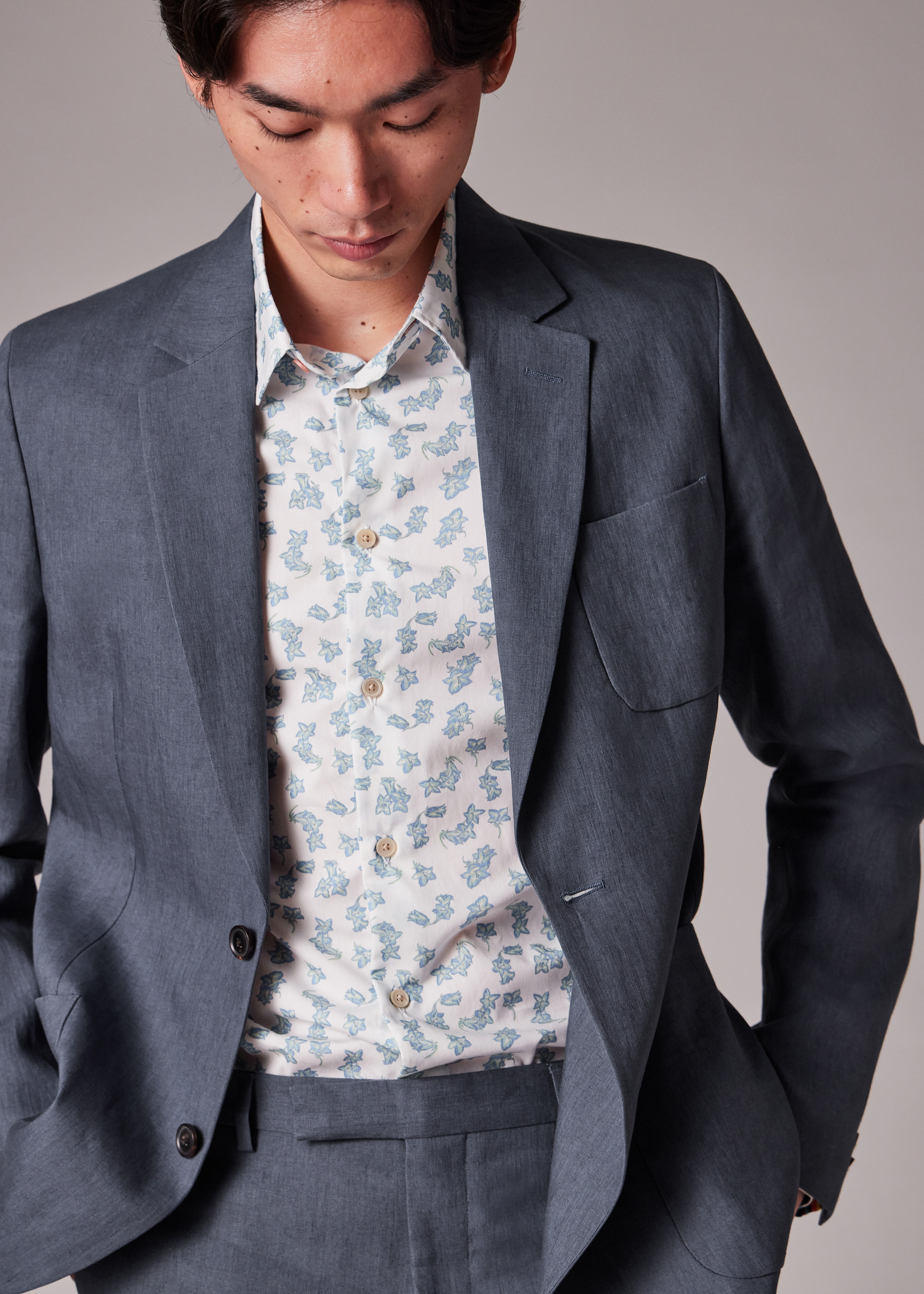 Stone Blue Linen Suit - 7
