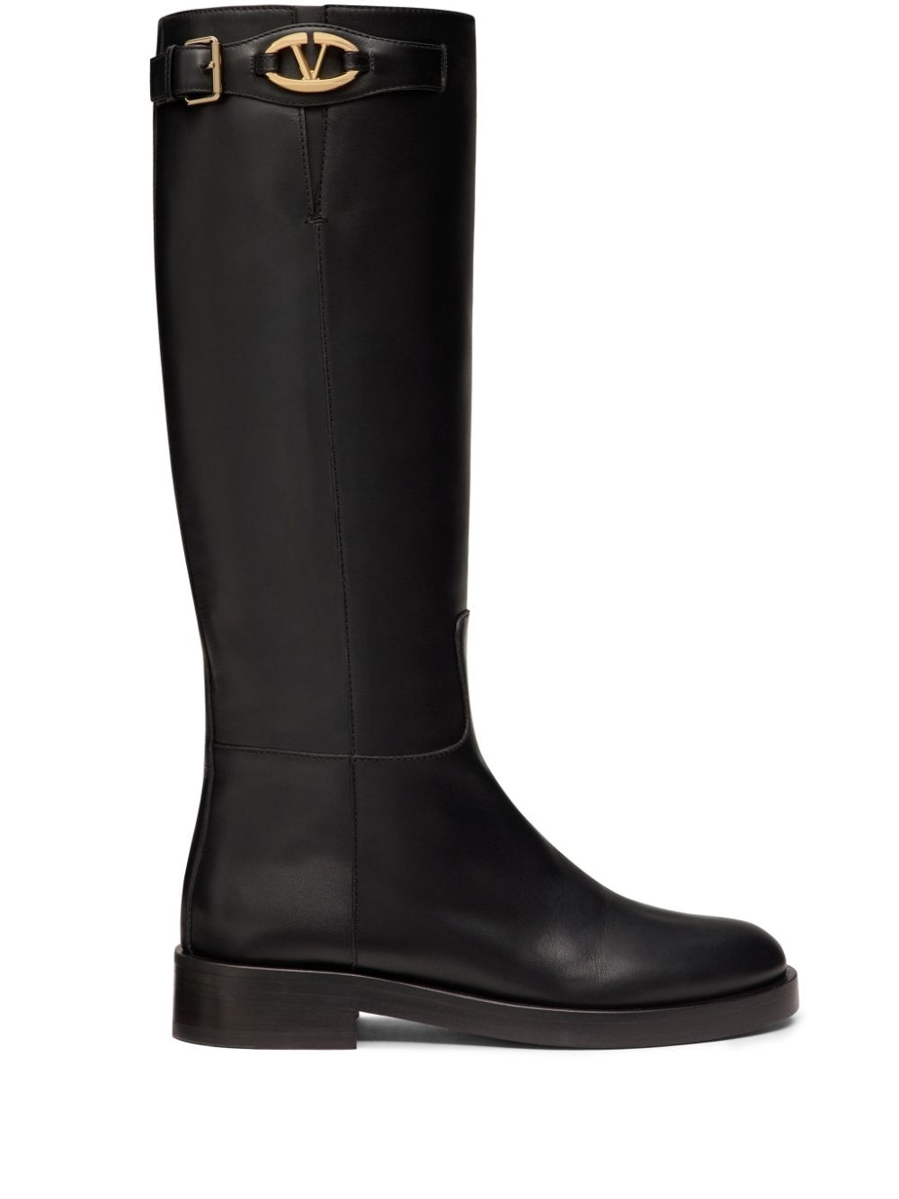 VLogo leather knee boots - 1