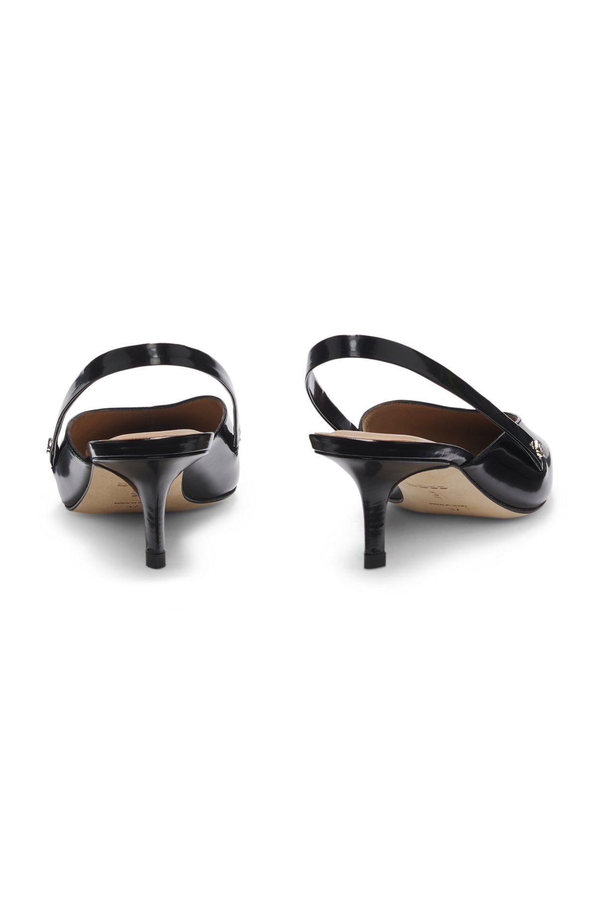 SLINGBACK PUMPS IN POLISHED LEATHER - 5