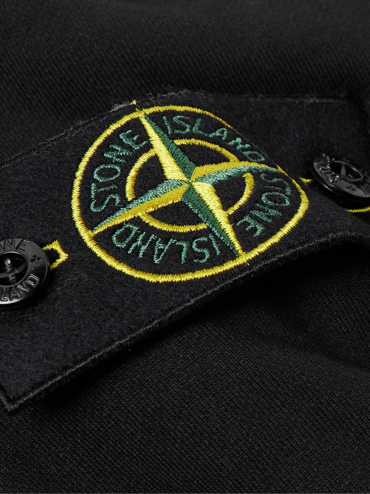 Logo-Appliquéd Garment-Dyed Cotton-Jersey Half-Zip Sweatshirt Black - 5