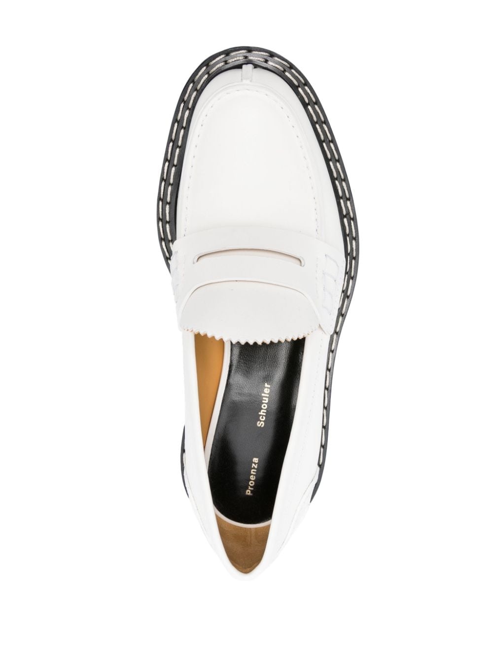 contrast-stitch penny-slot leather loafers - 4