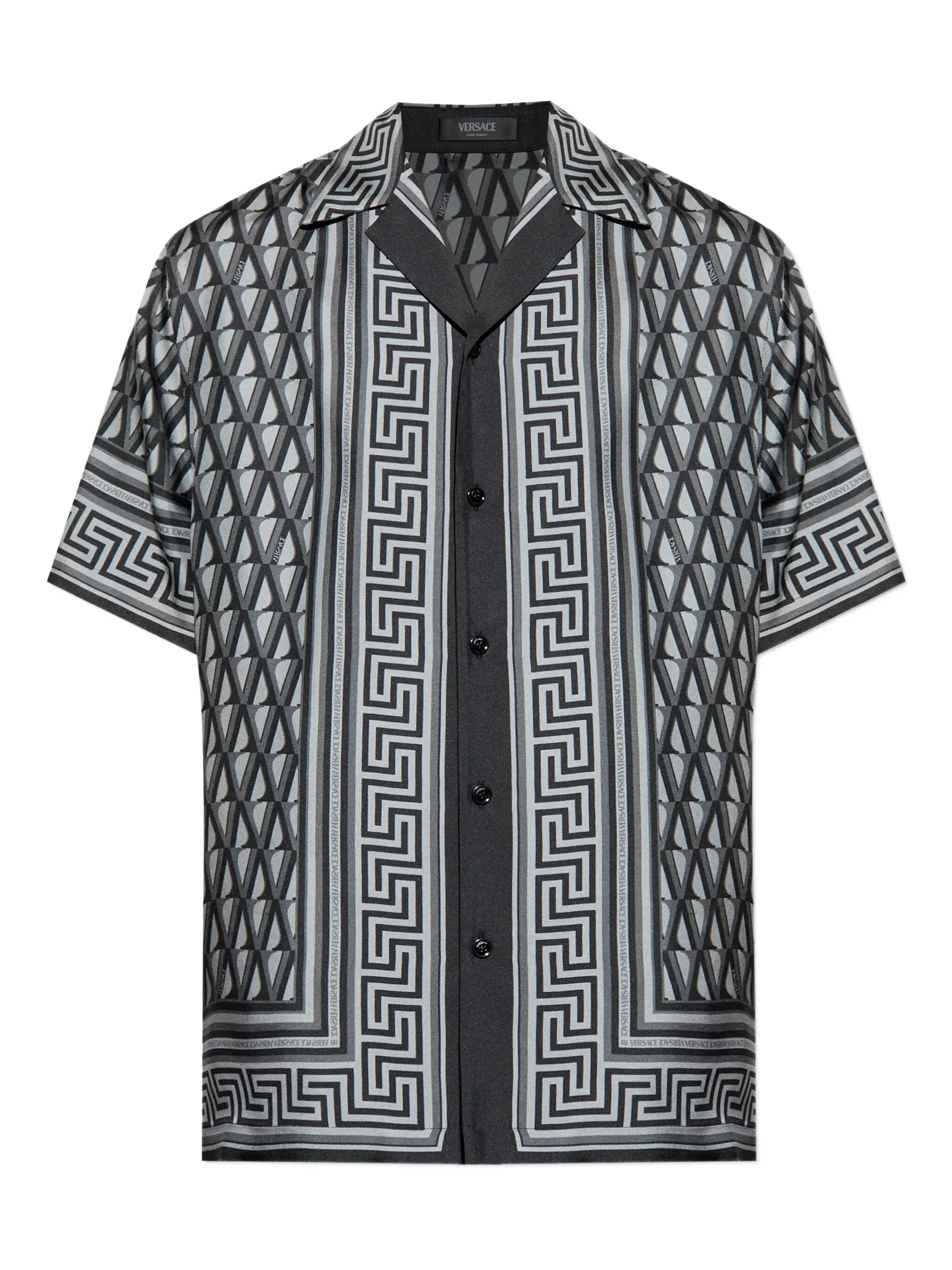 Versace Grecca-trim Silk Shirt - 1