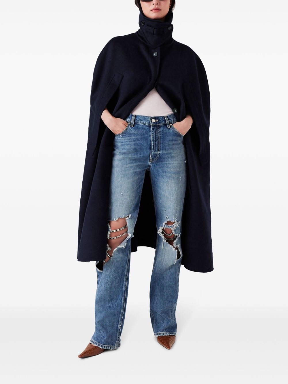 chain-detailing bootcut jeans - 2