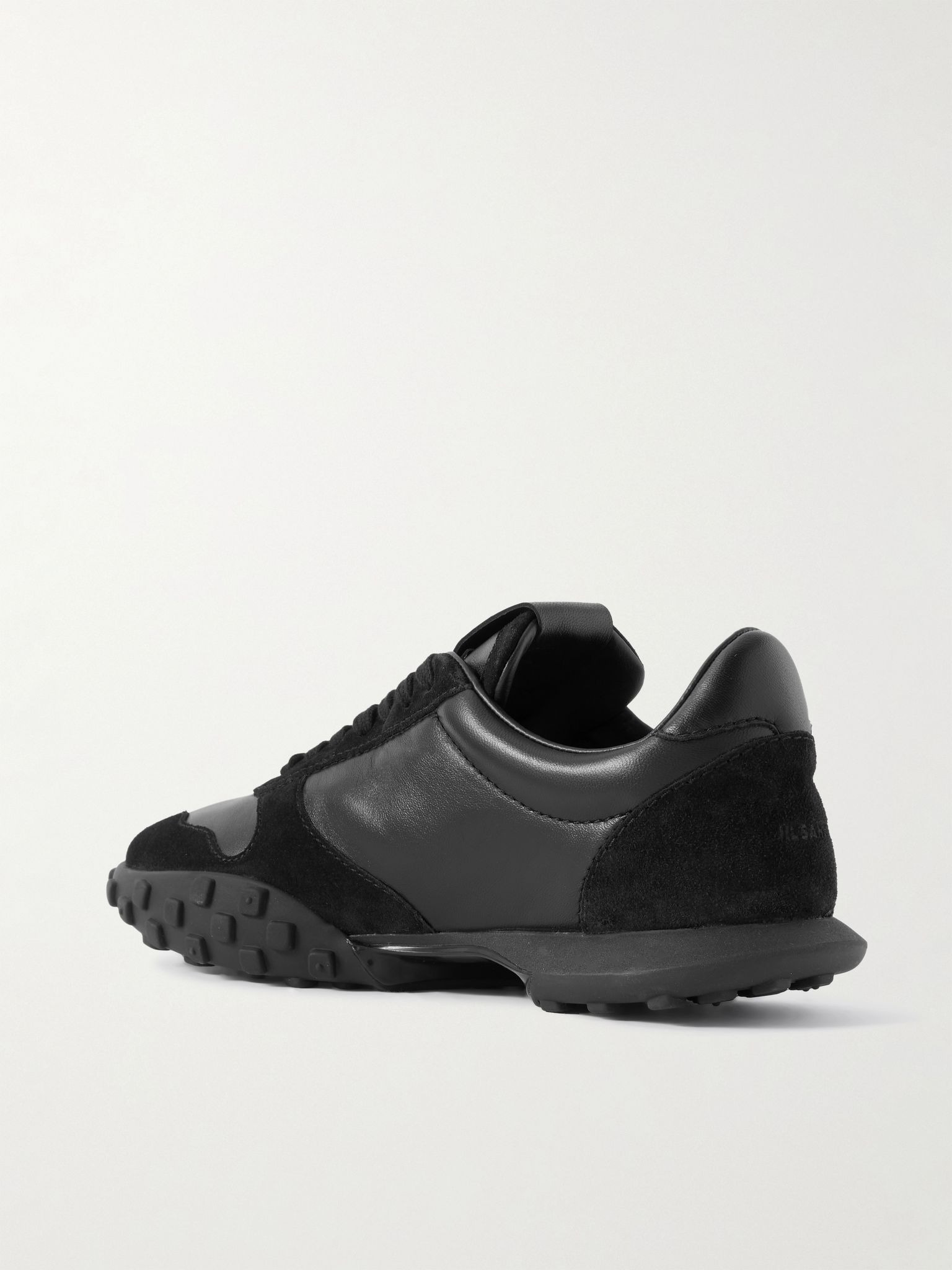 Suede-Trimmed Leather Sneakers Black - 4