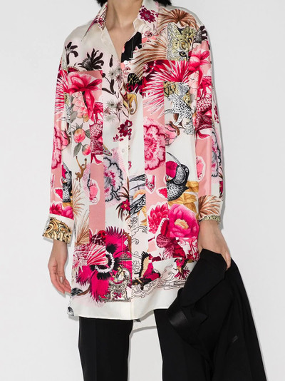 Salvatore Ferragamo floral-print long-line shirt outlook