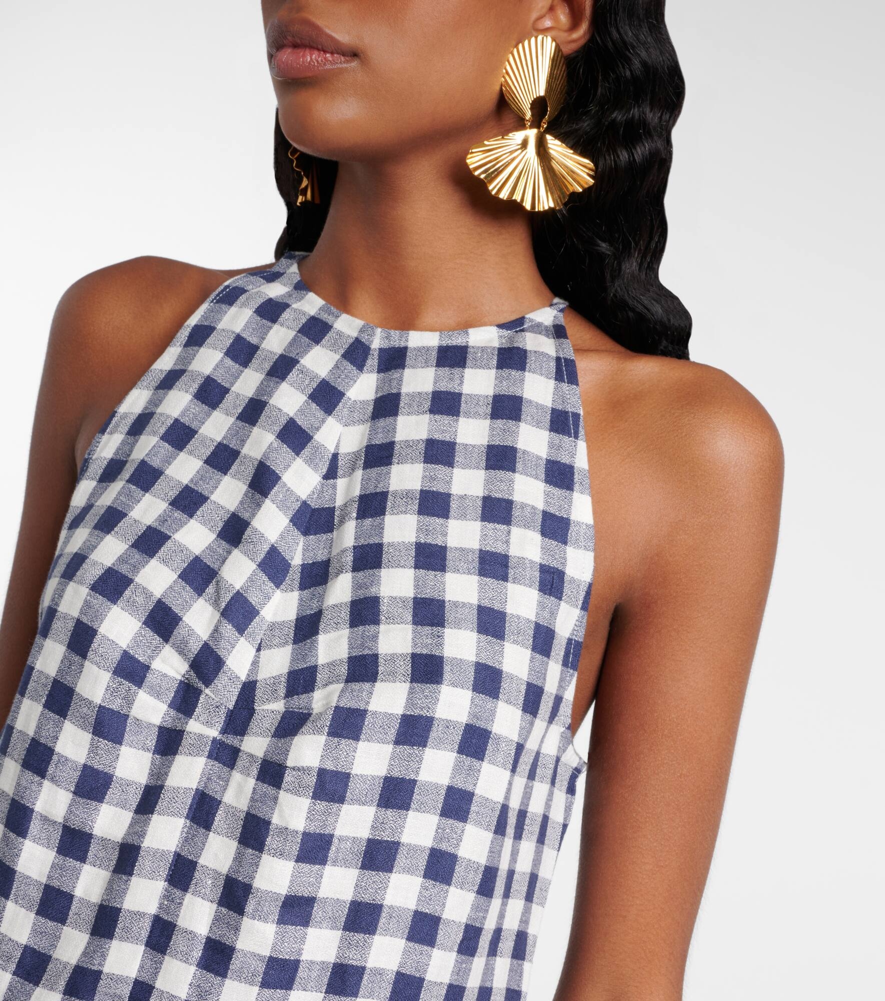 Antiqua gingham linen minidress - 4