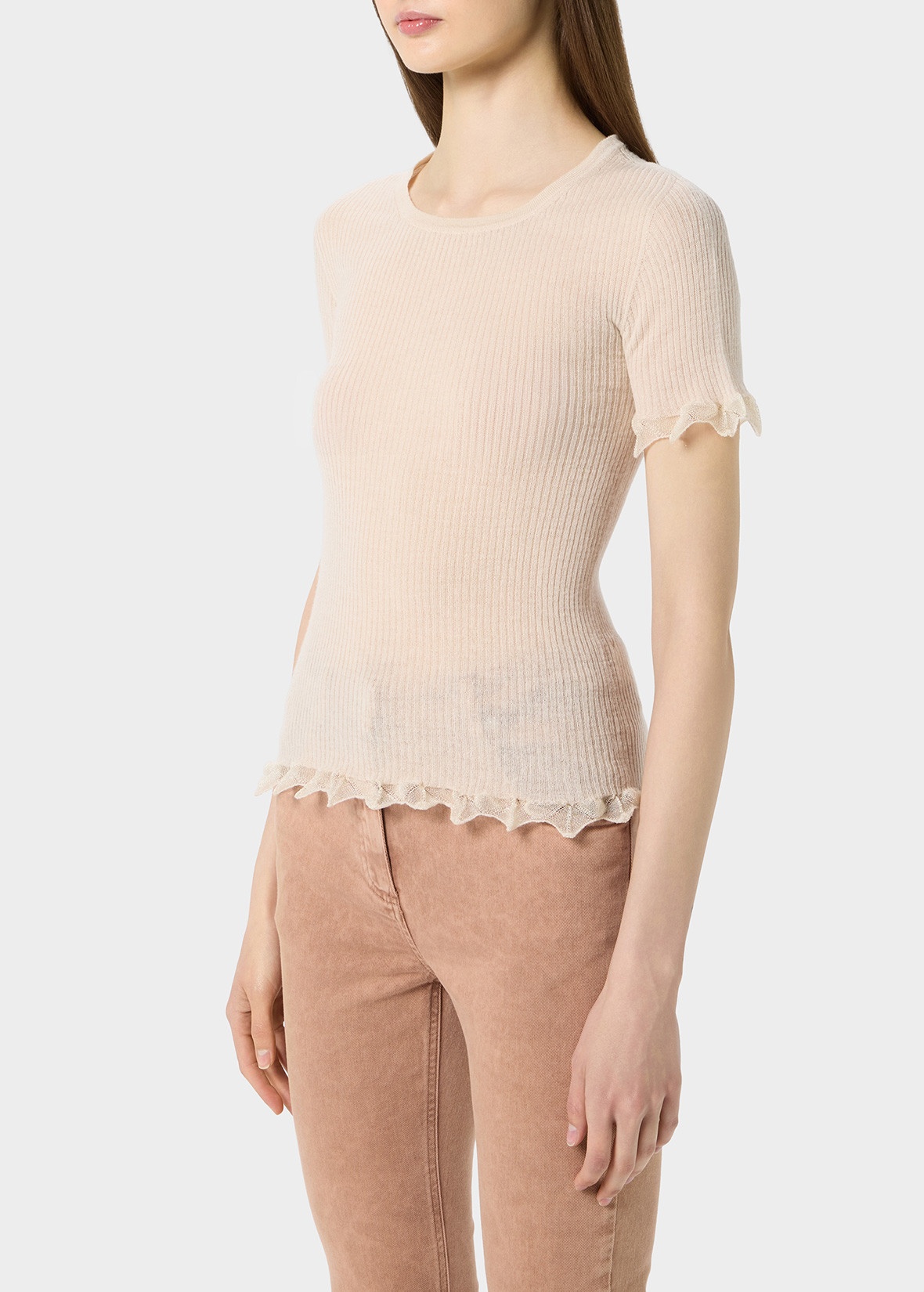 RIBBED SWEATER WITH LAMÉ SCALLOPED HEM - 5