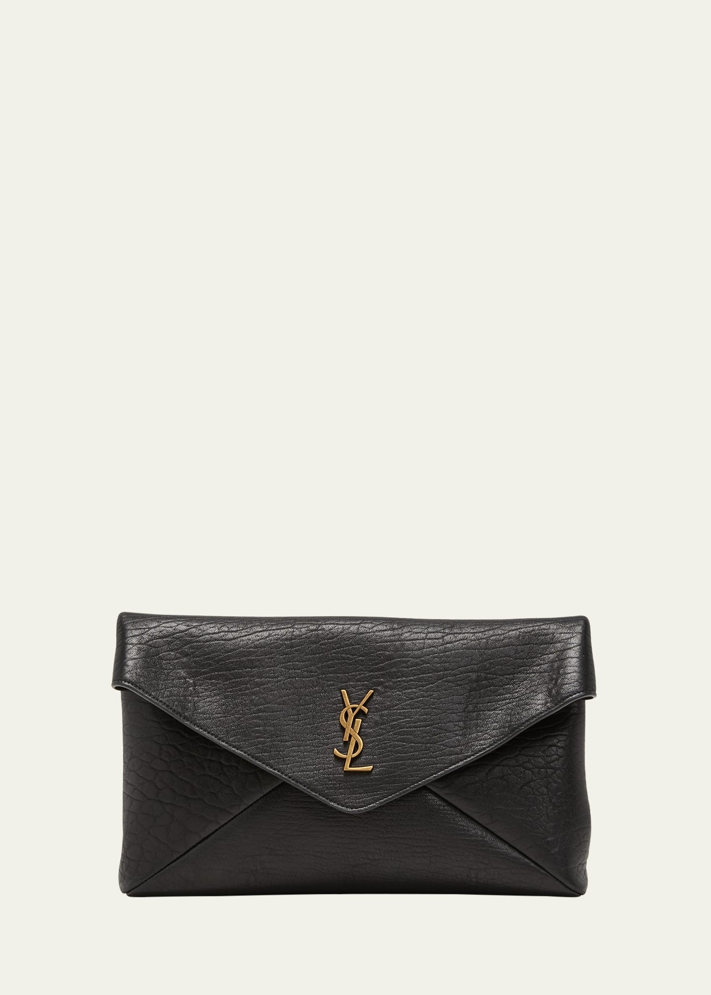 Large YSL Envelope Pouch Clutch Bag in Leather - 1