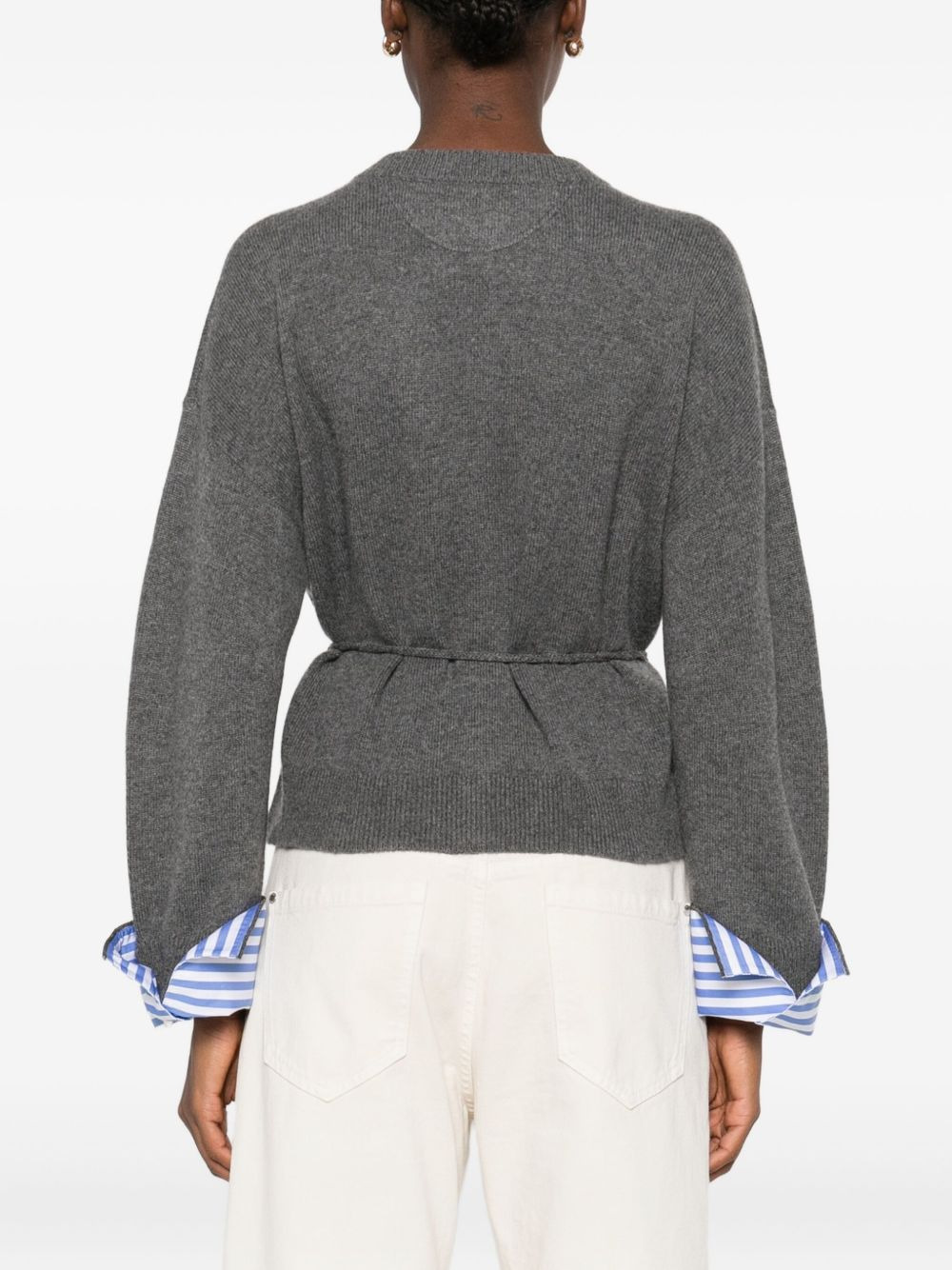 button-fastening tie-waist cardigan - 4