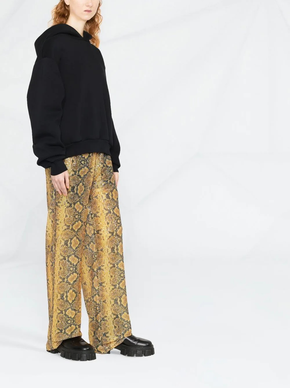 sequin-embellished snakeskin-print trousers - 3