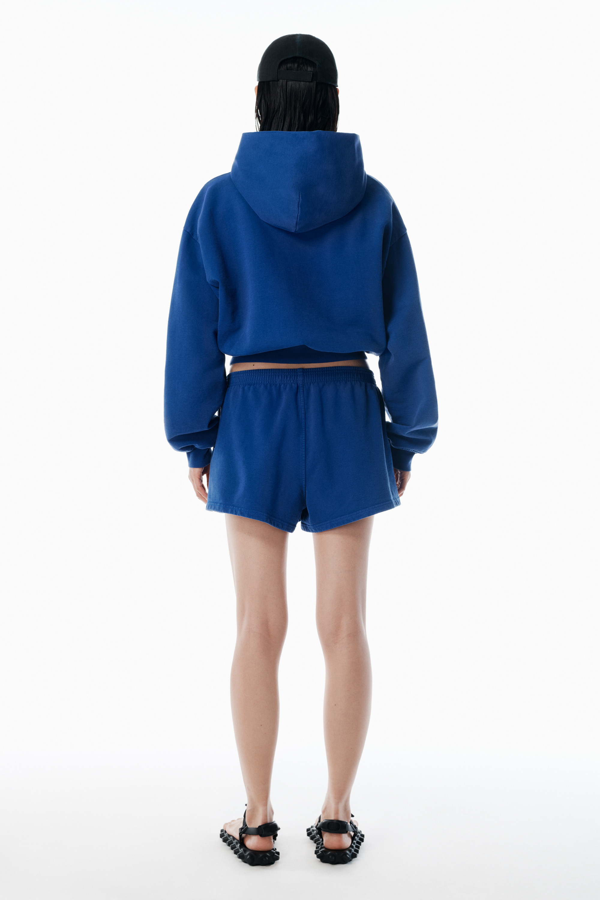 Blue Cotton-Terry Running Shorts - 4