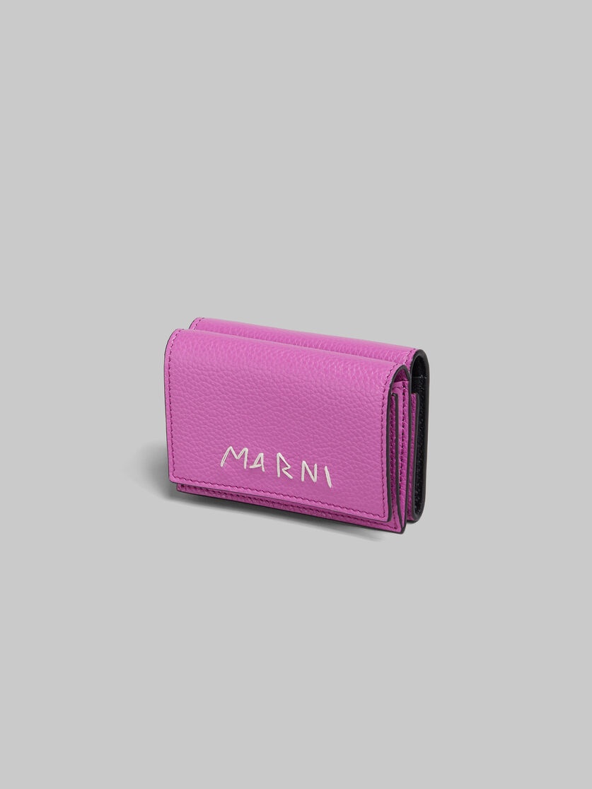 PINK LEATHER TRIFOLD WALLET WITH MARNI MENDING - 4