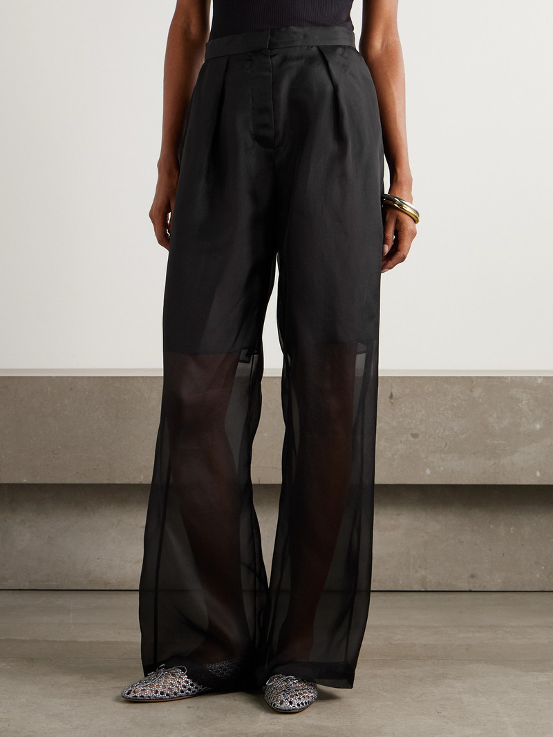 Ostie Pleated Silk-organza Wide-leg Pants 4