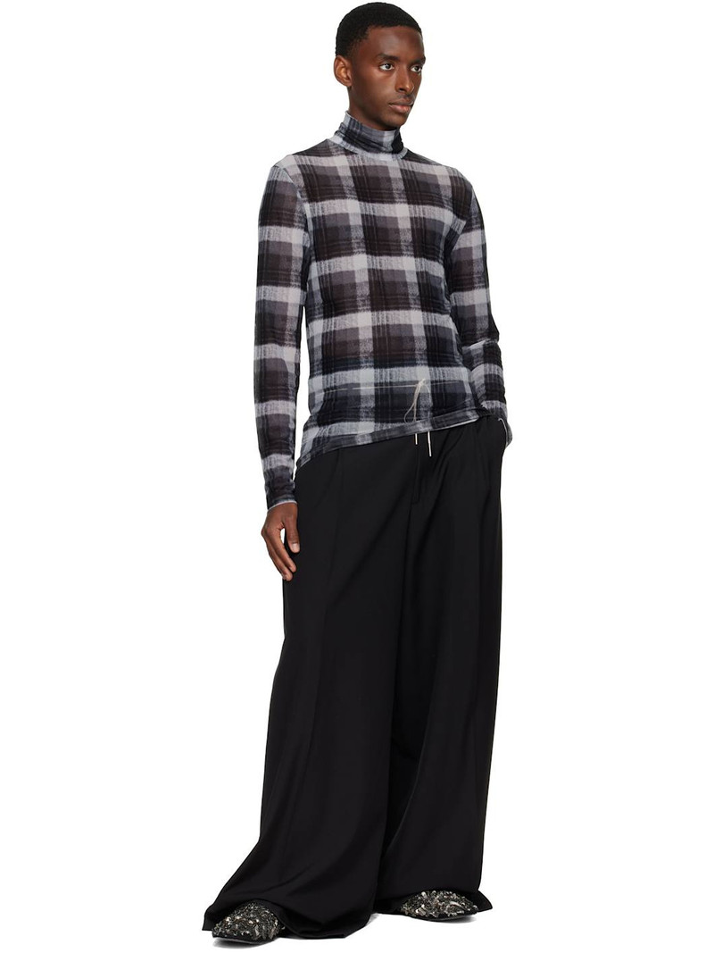 Dries Van Noten Black & Off-White Mesh Turtleneck outlook