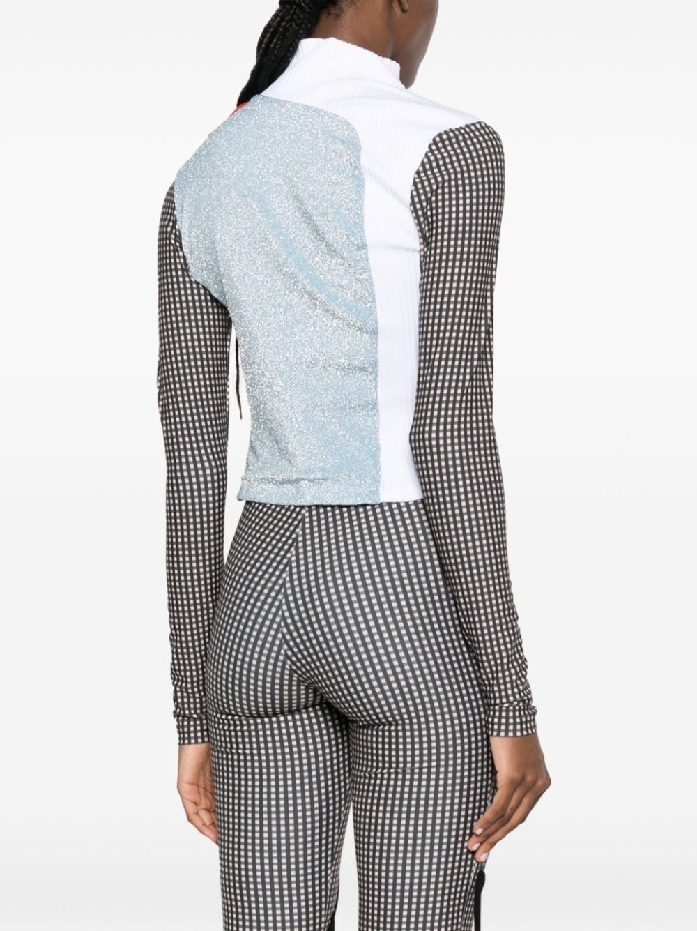metallic-effect detail panelled top - 4